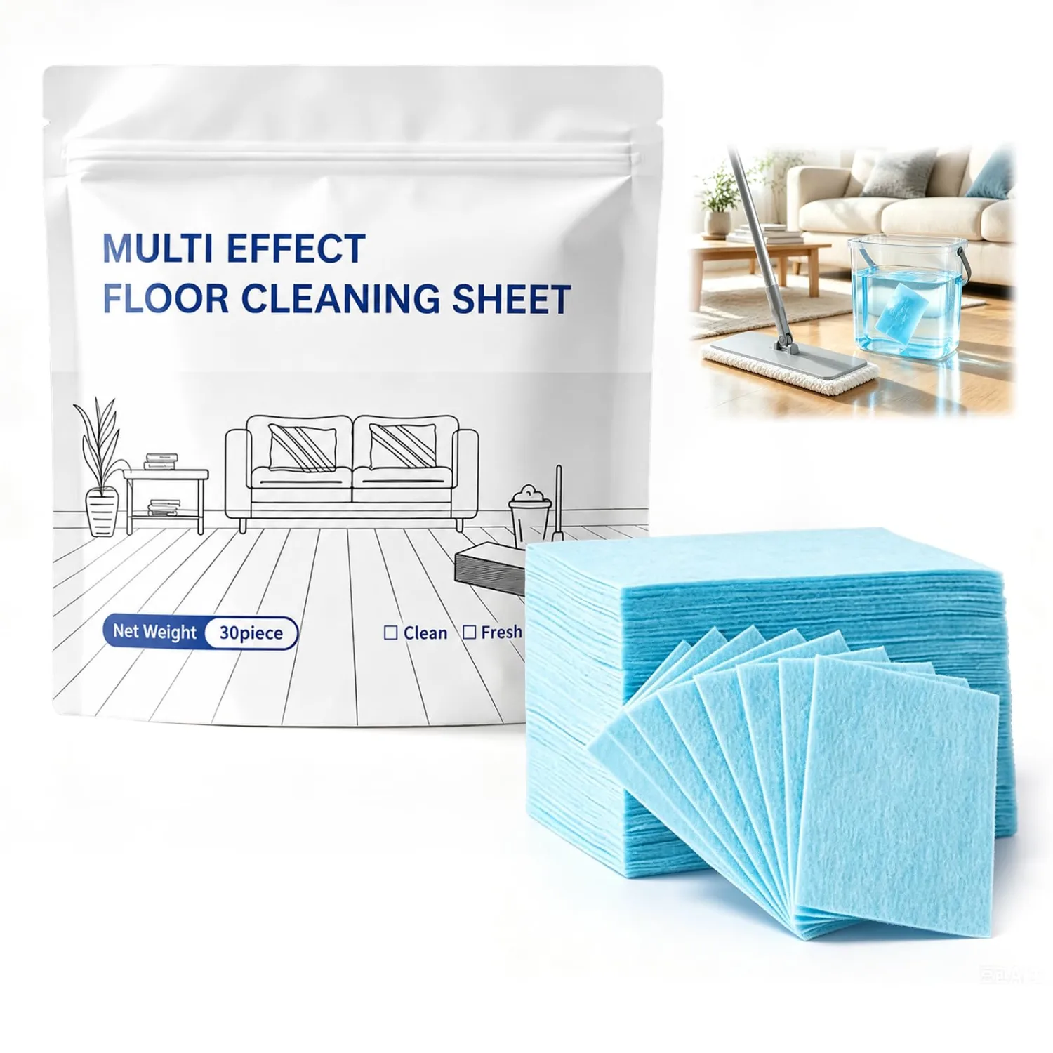 30 Pcs Multiple Effect Floor Cleaner, Floor Cleaning Sheets