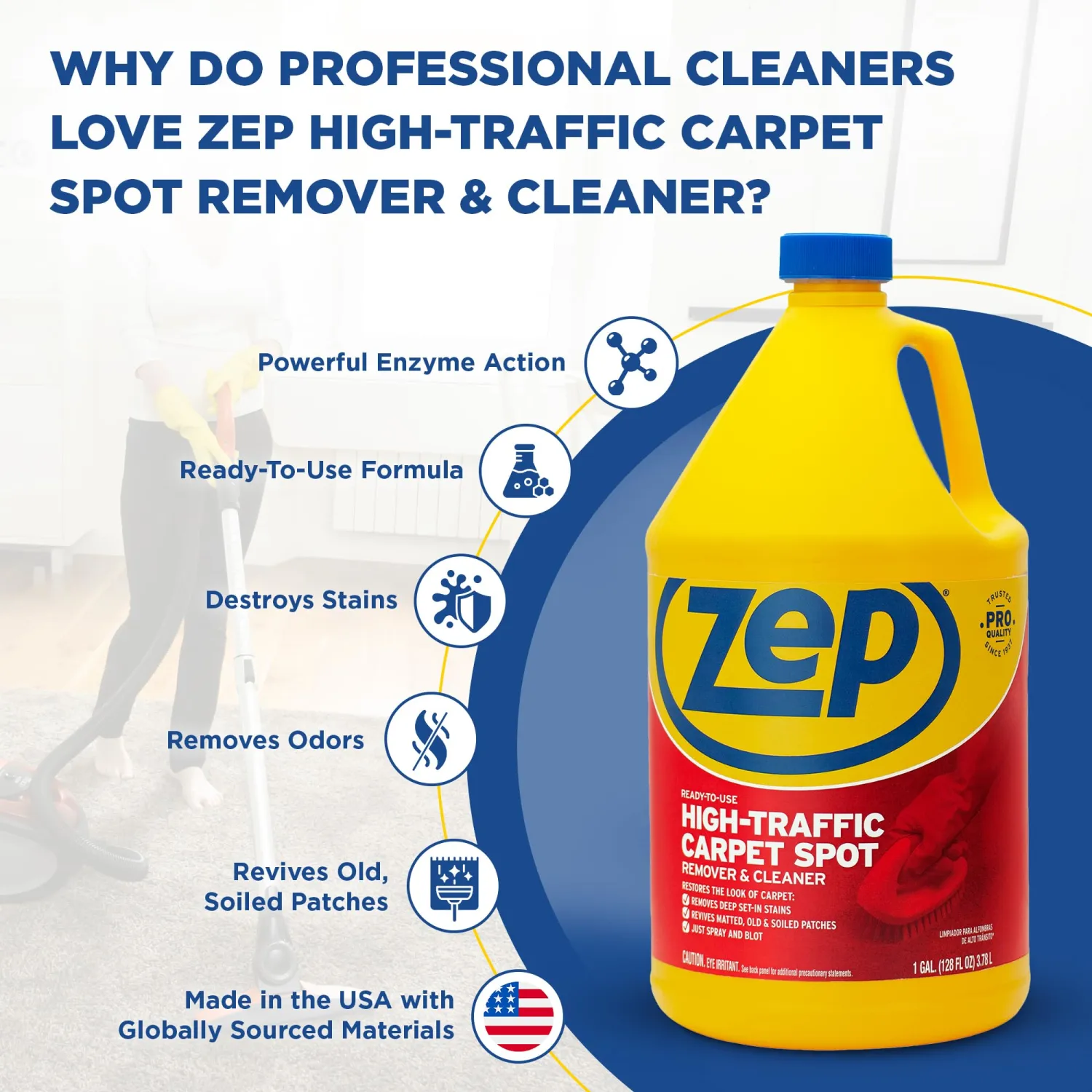Zep High-Traffic Carpet Spot Remover 1 Gal & Carpet Shampoo 1 Gal