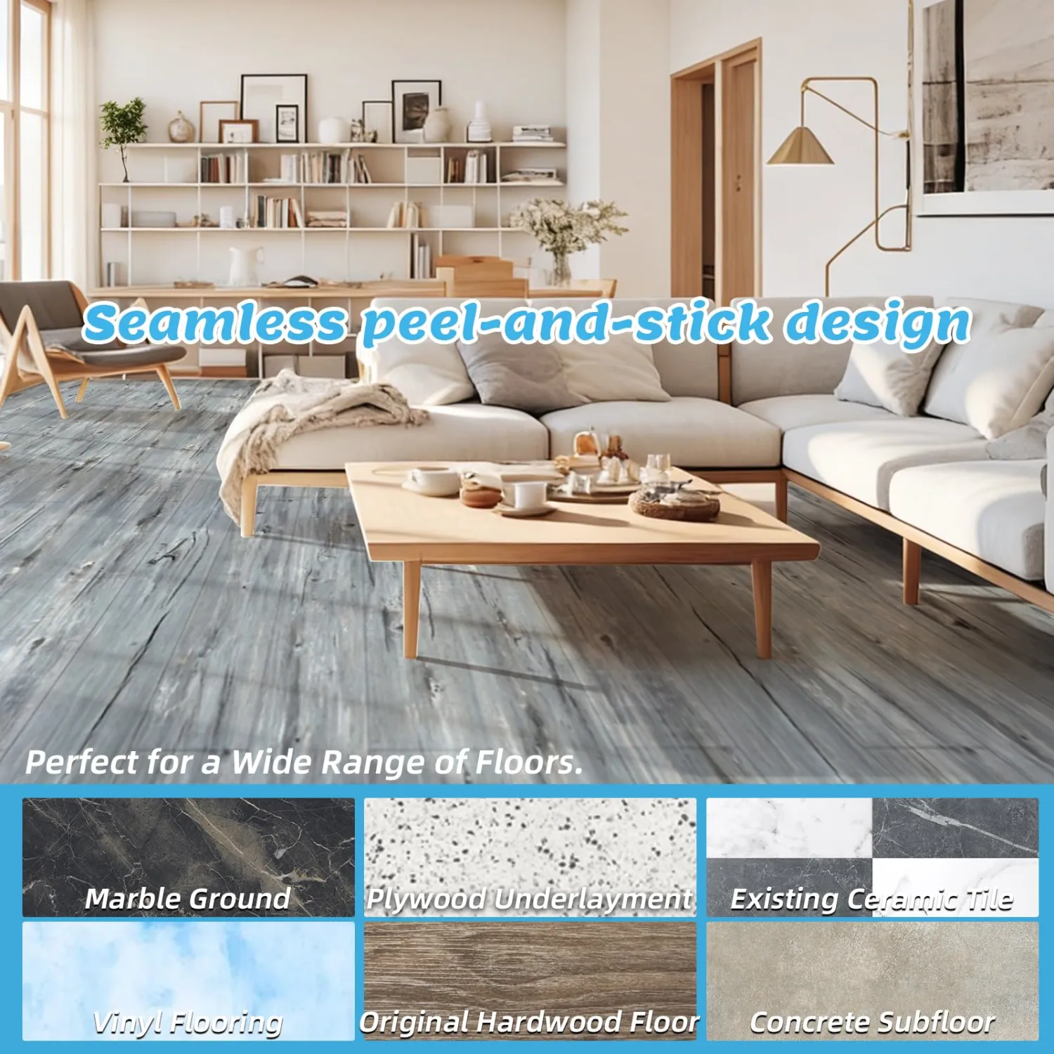 Art3d 10-Pack Peel and Stick Vinyl Floor Tiles (15 Sq.Ft), Dust Grey