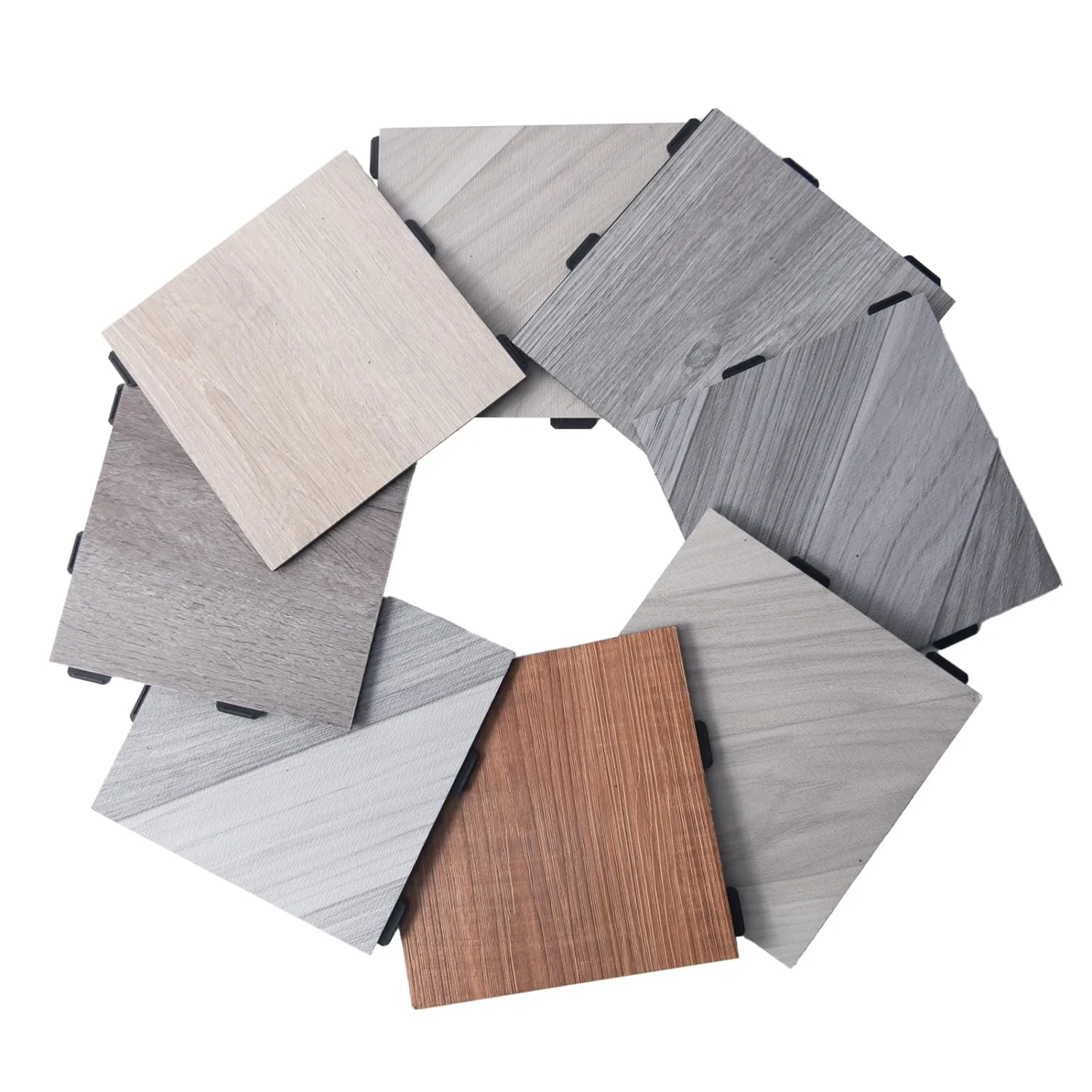 Art3d 8-Pack Interlocking Vinyl Floor Planks, 6 x 6 Inch, Multicolor