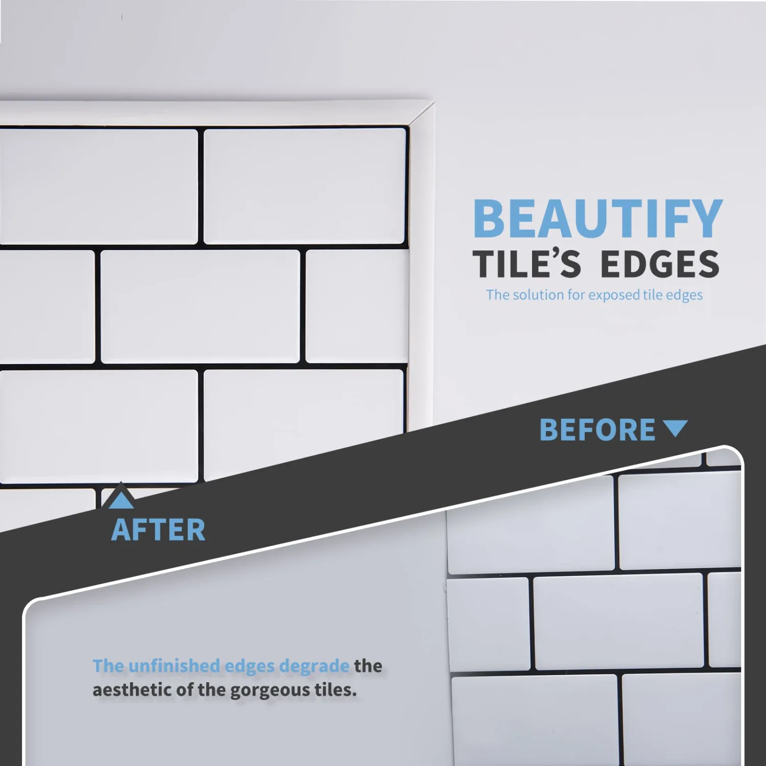 Art3d 10 ft Peel and Stick Flexible Molding Trim for Wall Tile Edge, White