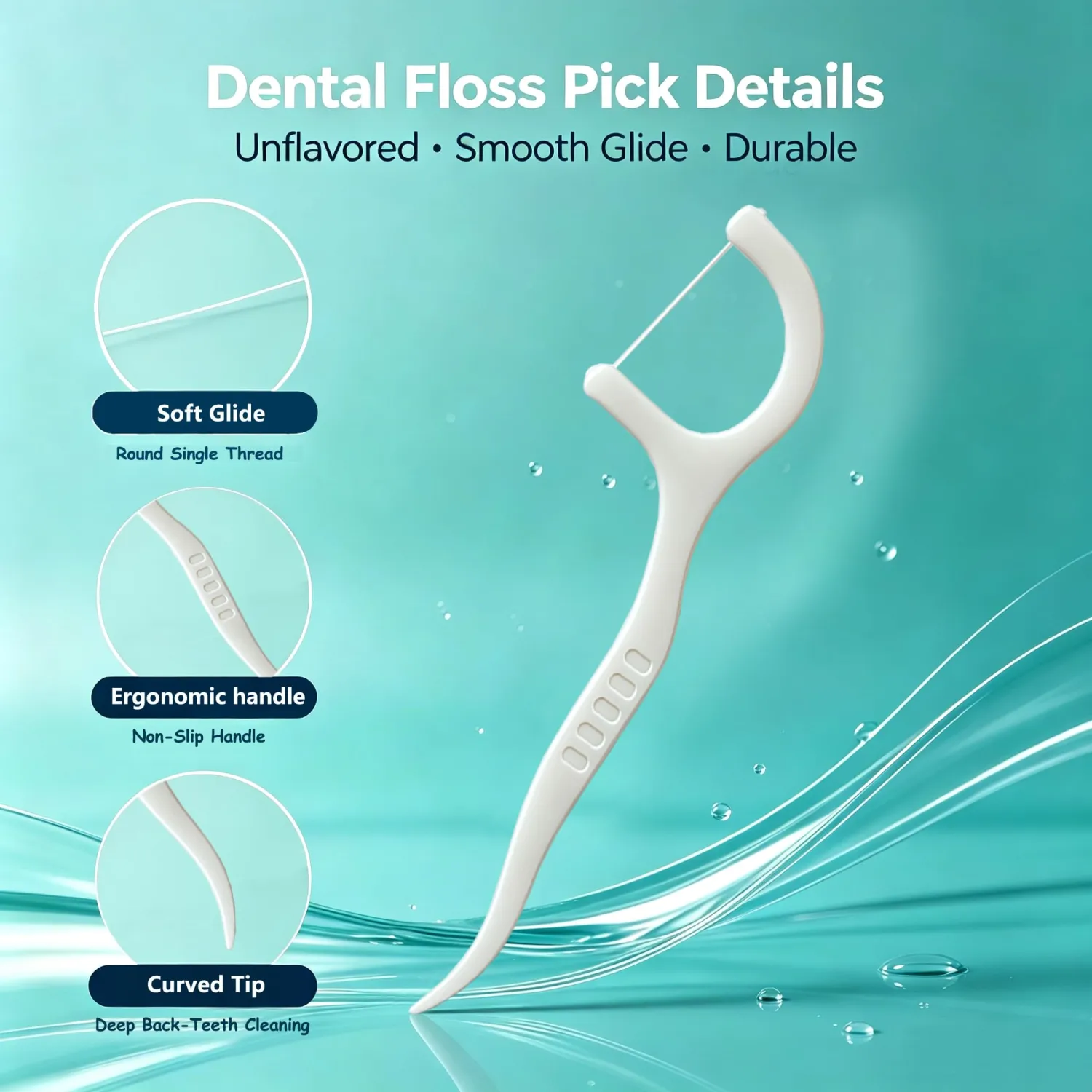 Demiya Dental Floss Picks 300 Count, Unflavored Toothpicks Flossers