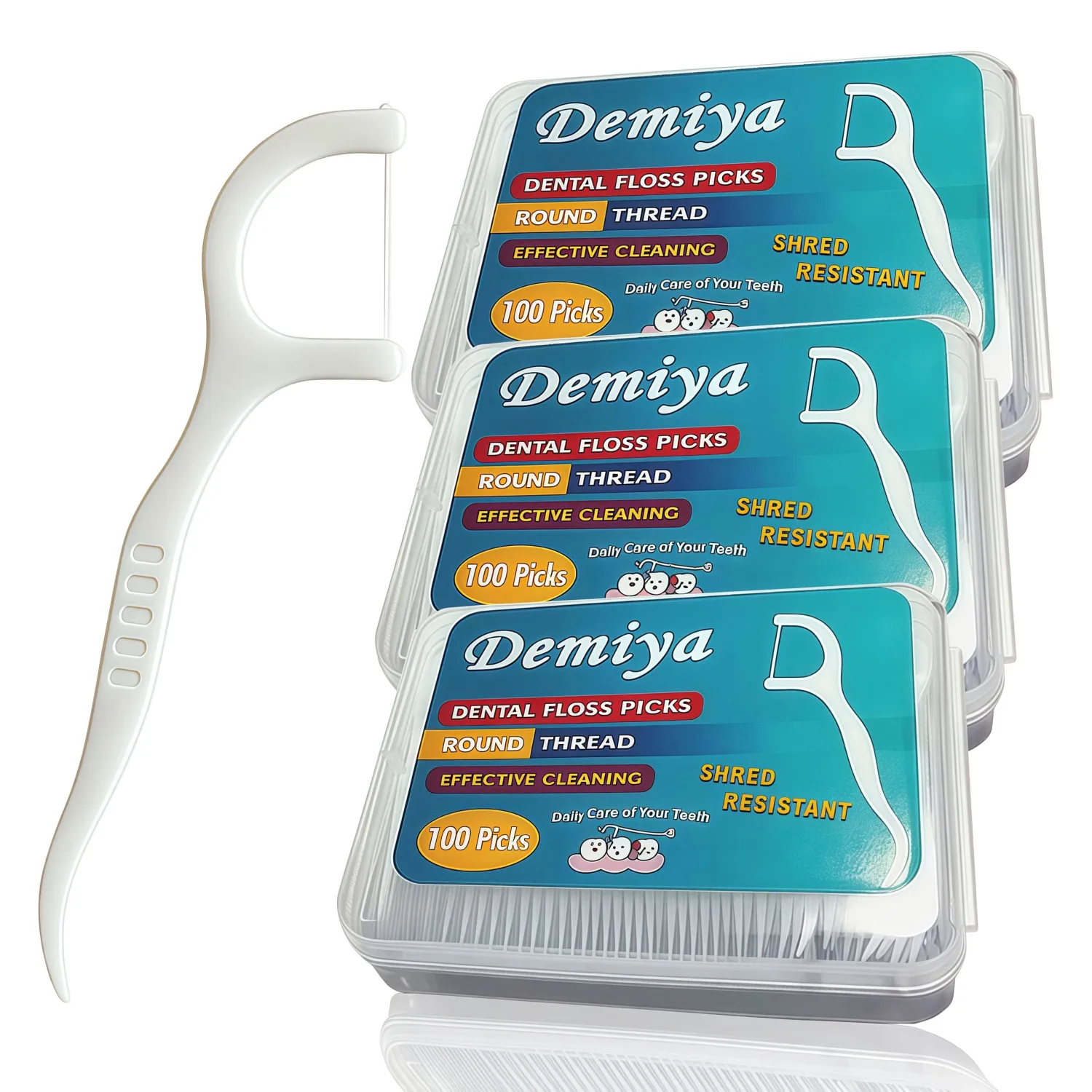Demiya Dental Floss Picks 300 Count, Unflavored Toothpicks Flossers