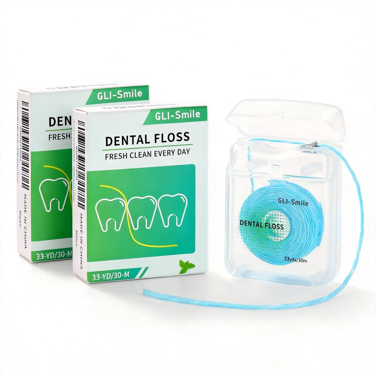 Coconut-Oil Infused Woven Dental Floss, Natural Vegetable Waxed, PFAS-Free, Deep Cleaning, Smooth Glide (Mint, 2 Pack)