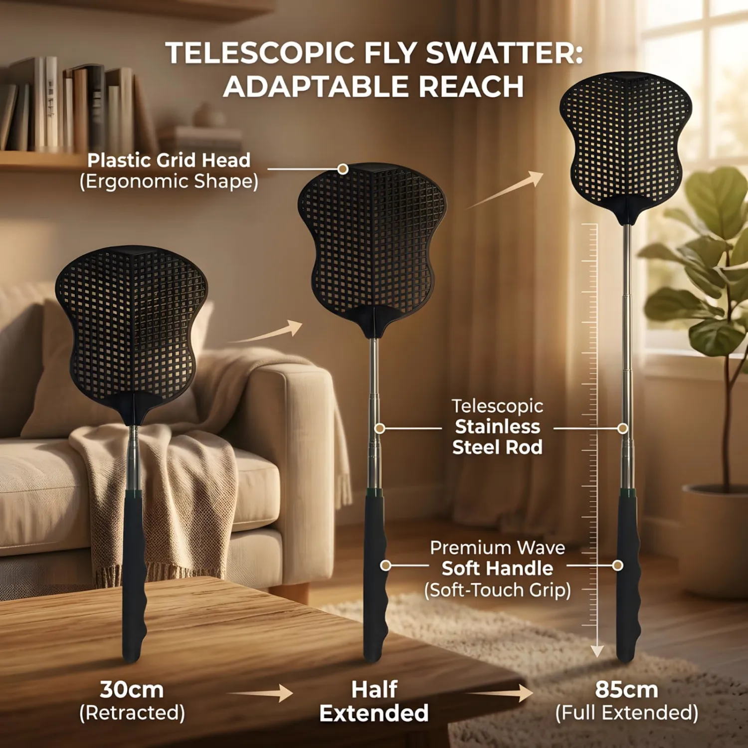 MYSTICHOME Fly Swatter 2 PCS,Black