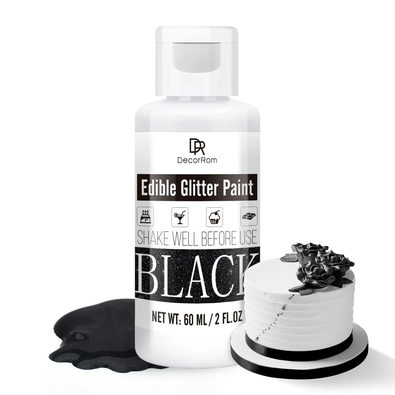 Edible Glitter Paint - 2 fl.oz Metallic Edible Cake Paint Food Grade