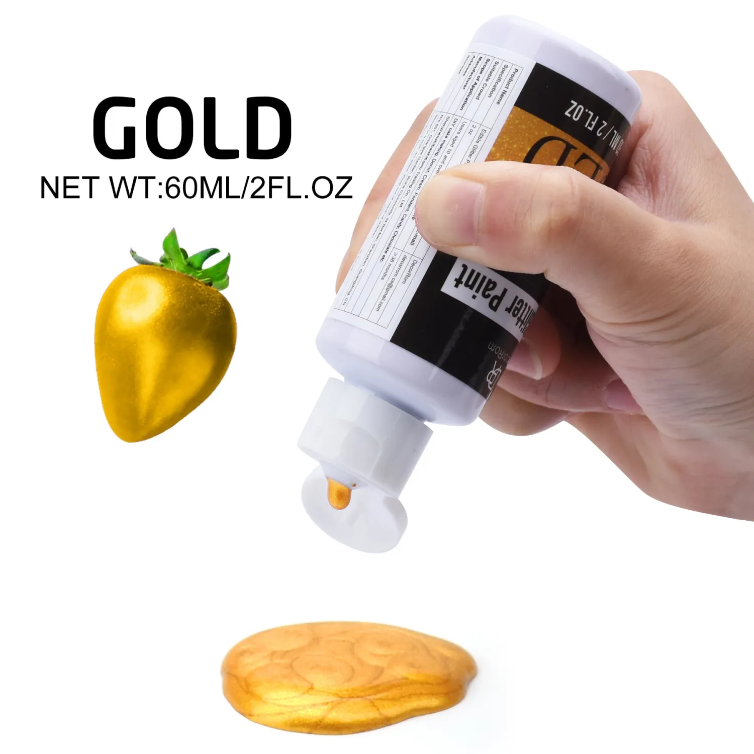 Edible Glitter Paint - 2 fl.oz Metallic Edible Cake Paint Food Grade