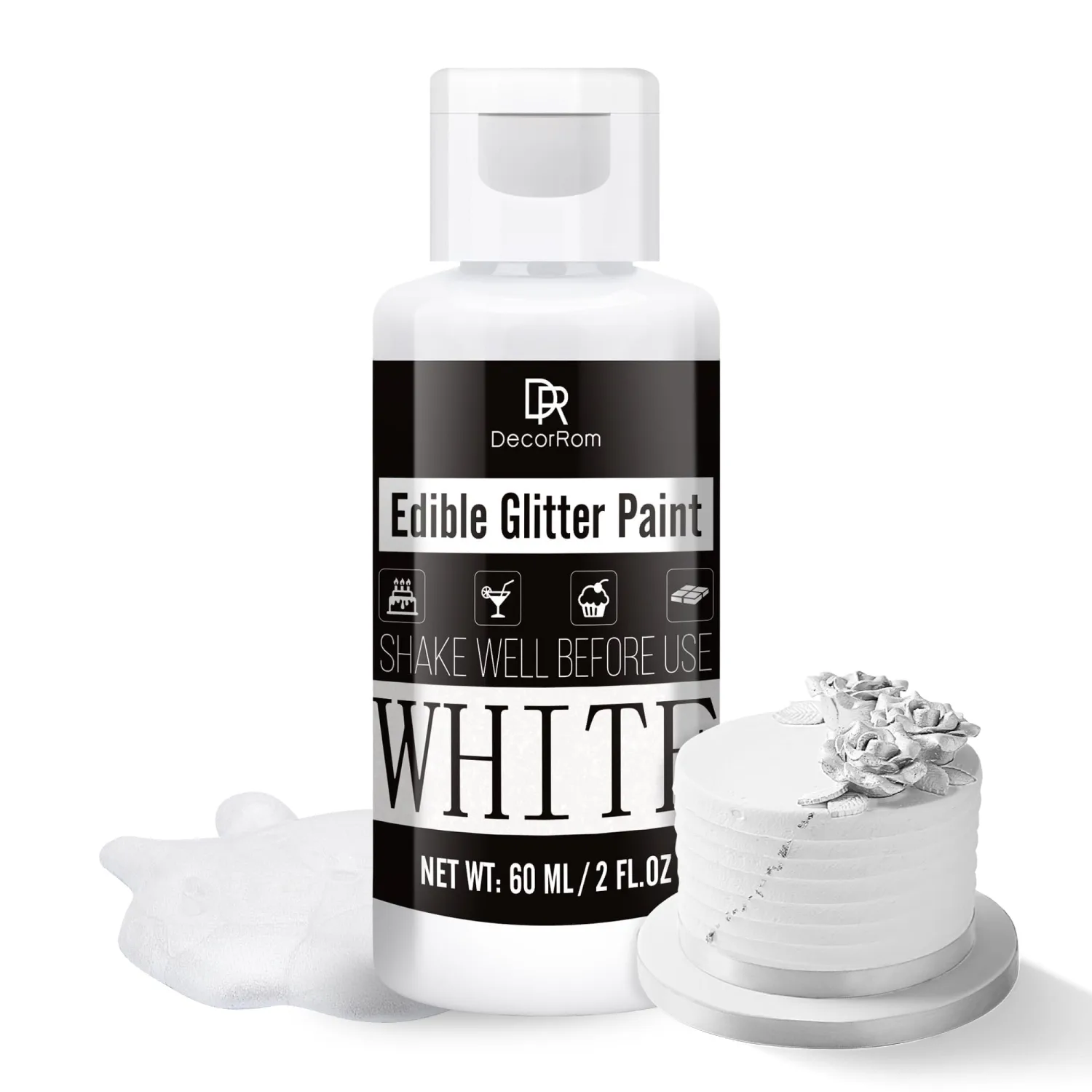 Edible Glitter Paint - 2 fl.oz Metallic Edible Cake Paint Food Grade