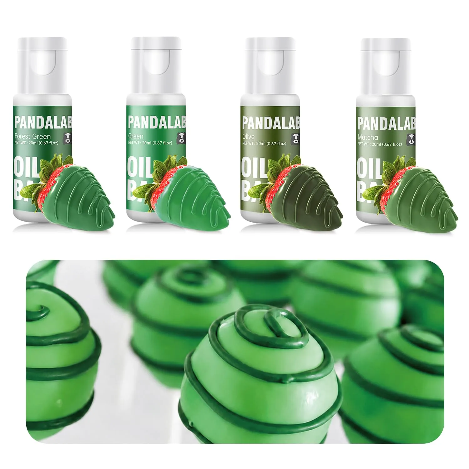 Oil Based Food Coloring for Chocolate - Green Edible Baking Food Dye for Chocolate, Candy Melts, Cakepops, Cakesicles, Donuts - 0.68 Fl.Oz Bottles