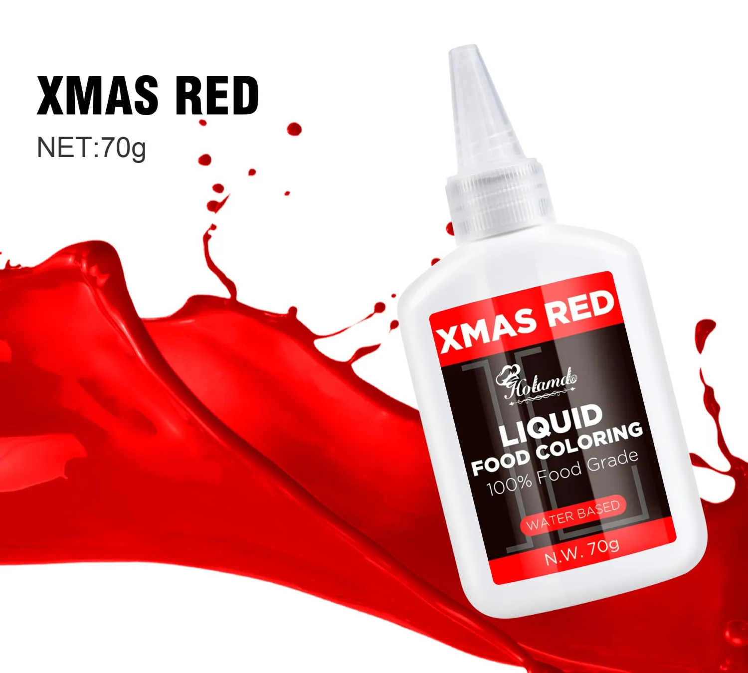 Xmas Red Food Coloring Liquid Set,70mlx3 Food Grade Vibrant Food Dye