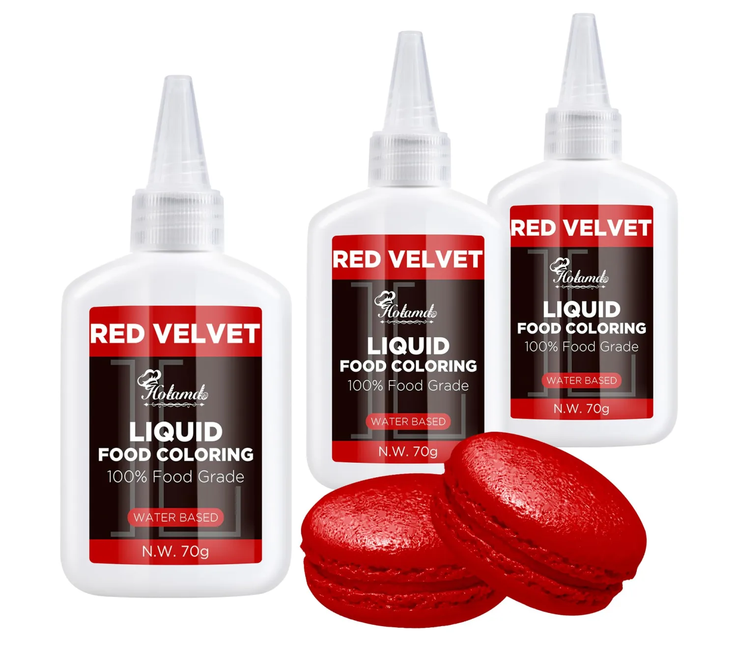 Red Velvet Food Coloring Liquid Set,70mlx3 Food Grade Vibrant Food Dye