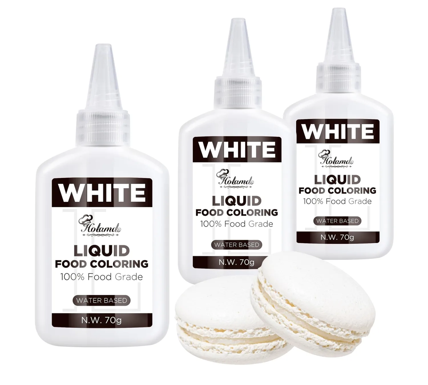 White Food Coloring Liquid Set,70mlx3 Bottles Food Grade Vibrant Food Dye
