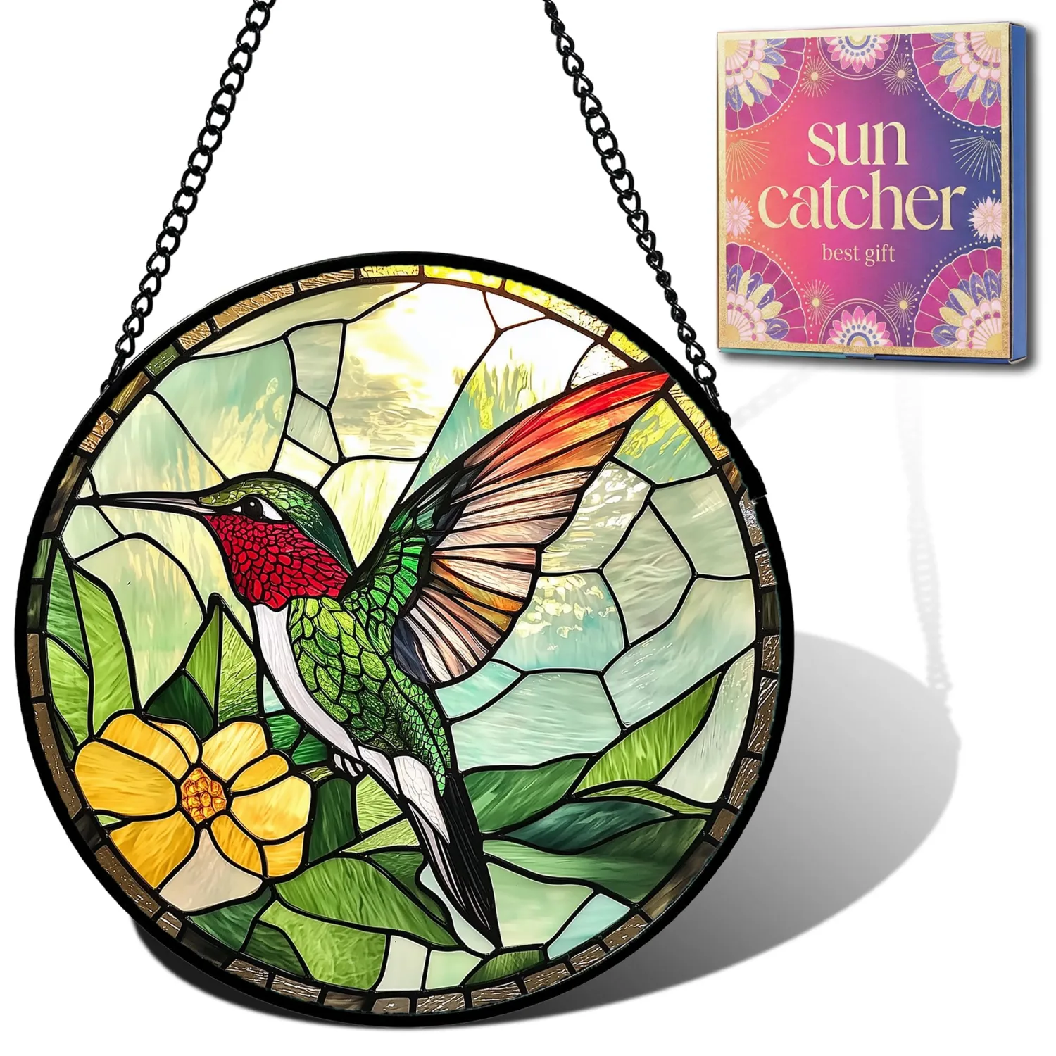 Hummingbird Flower Suncatcher Sun Catchers Indoor Window Gifts for Mom 7.8"
