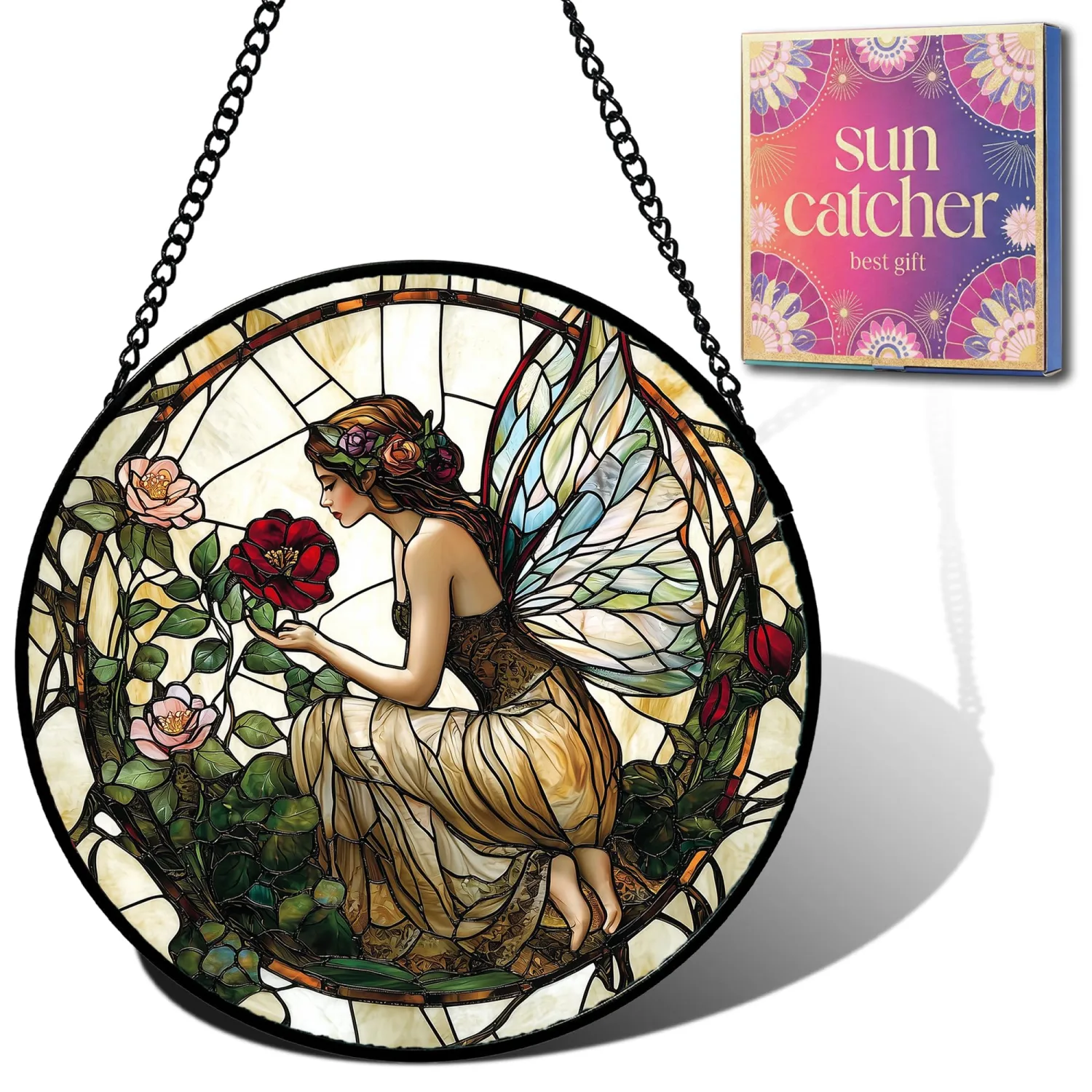Garden Fairy Floral Acrylic Suncatcher Sun Catchers Indoor Window Gift 9.8"