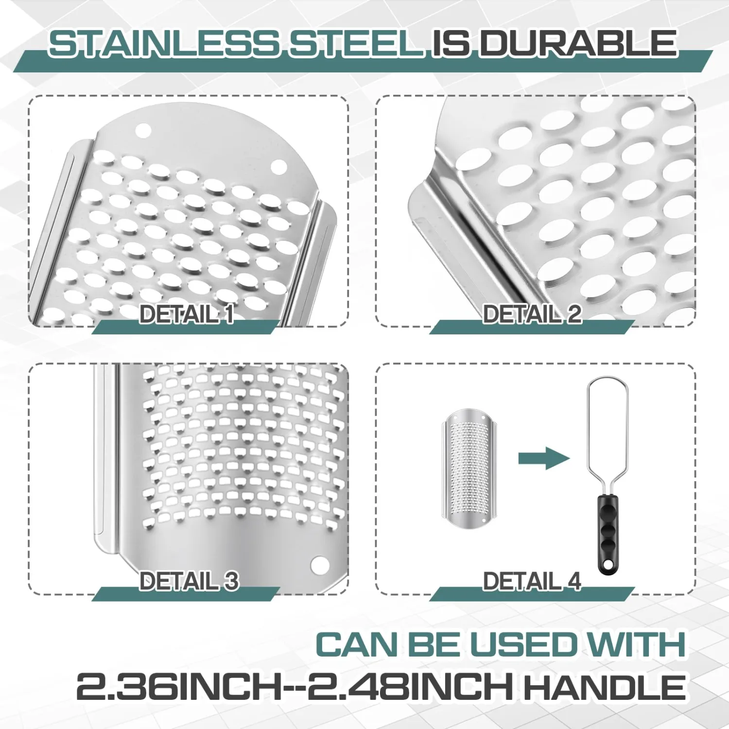 Moxweyeni 8 Pack Silver Foot File Callus Remover Replacement Blades Metal Pedicure Rasp Hard Skin Remove Scrubber Stainless Steel 2 Designs Big/fine Hole for Detachable Foot Grater