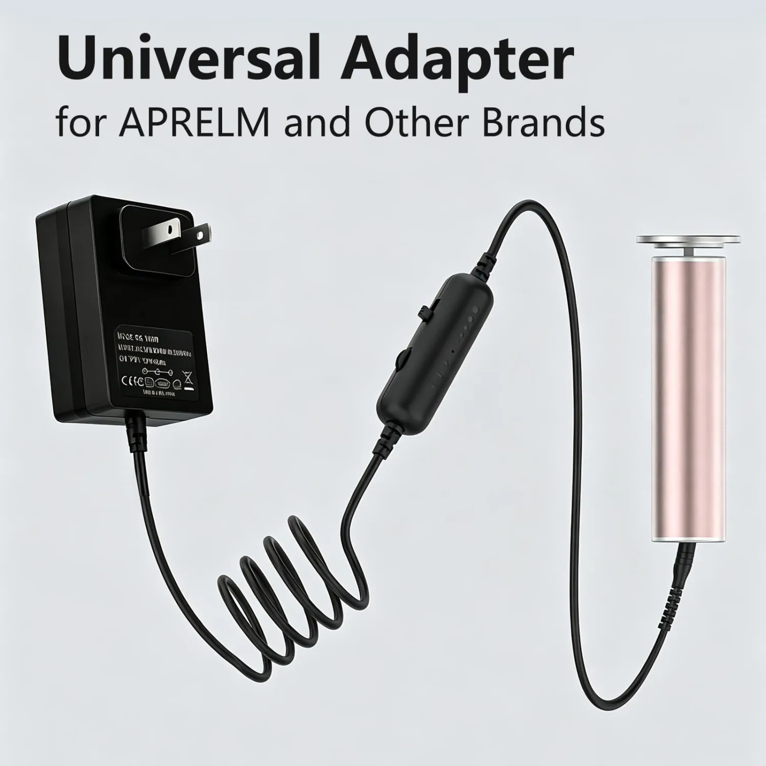 12V/2A Adapter for Electric Foot Callus Remover with Stepless Speed Control and Forward/Reverse, Cable Length 1.5M/4.92Ft, Universal Adapter for APRELM and Other Brands