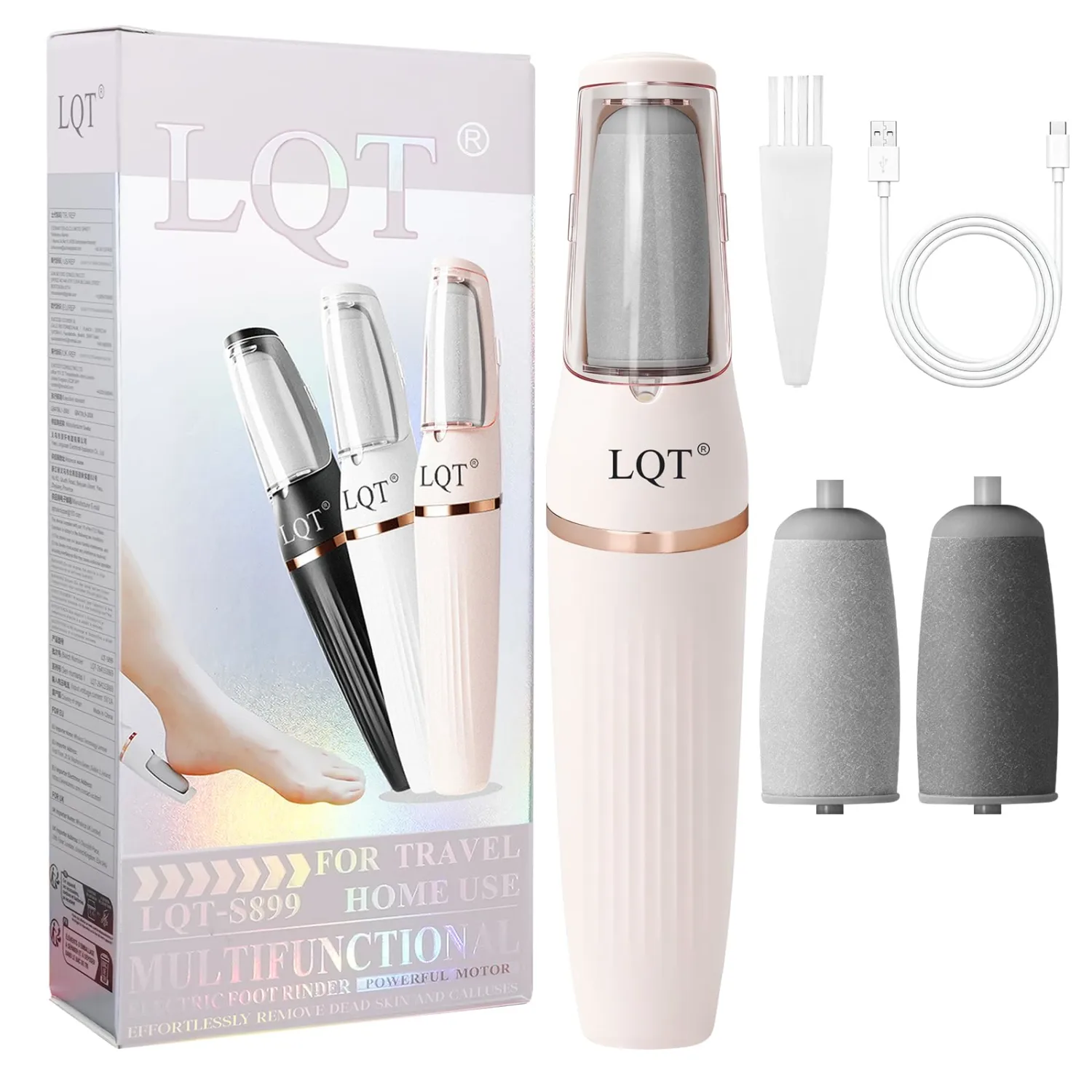 Electric Foot File – Quickly Removes Cracked Heels & Hard Calluses, Rechargeable Pedicure Kit Transforms Rough Feet into Smooth, Sandal-Ready Skin in Minutes