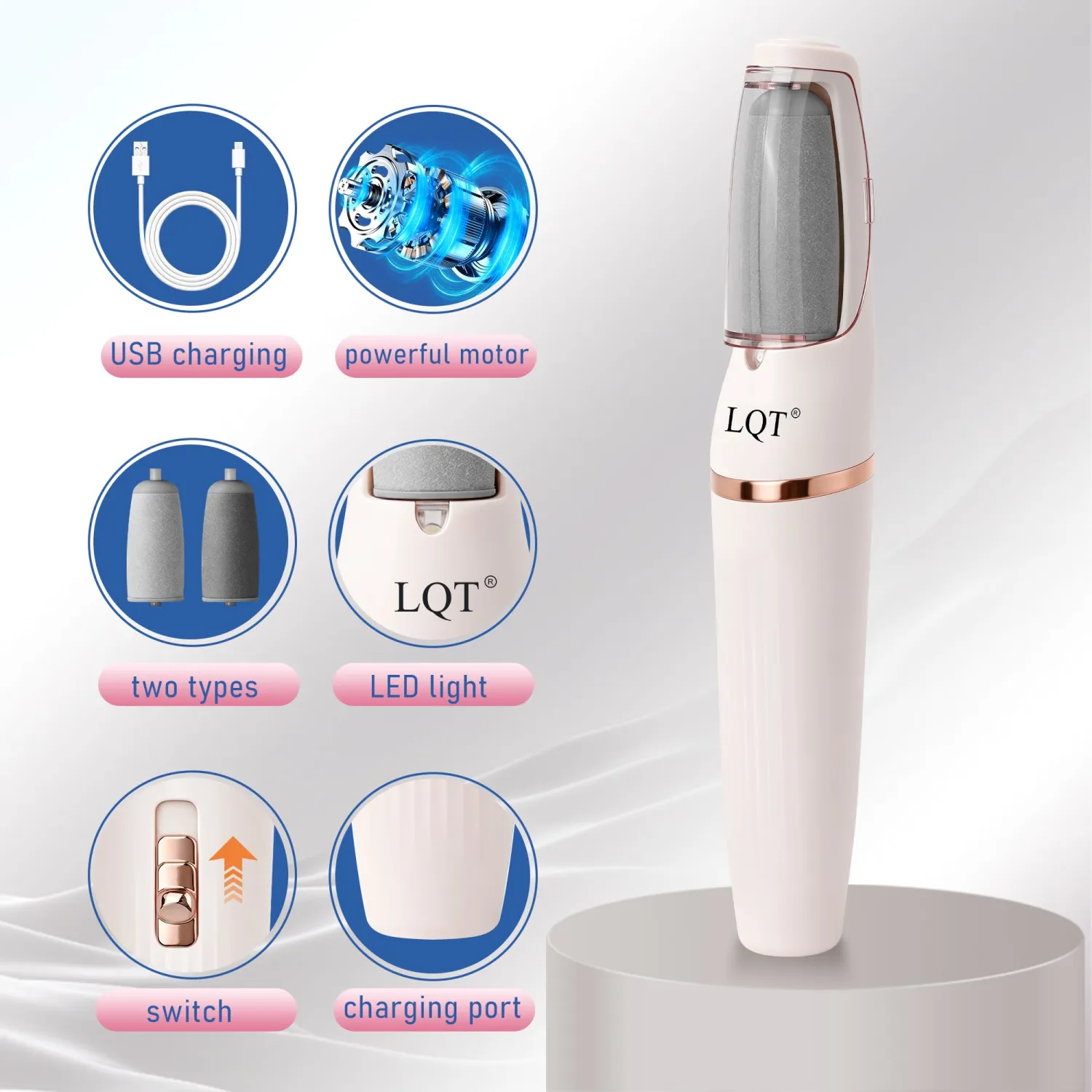 Electric Foot File – Quickly Removes Cracked Heels & Hard Calluses, Rechargeable Pedicure Kit Transforms Rough Feet into Smooth, Sandal-Ready Skin in Minutes