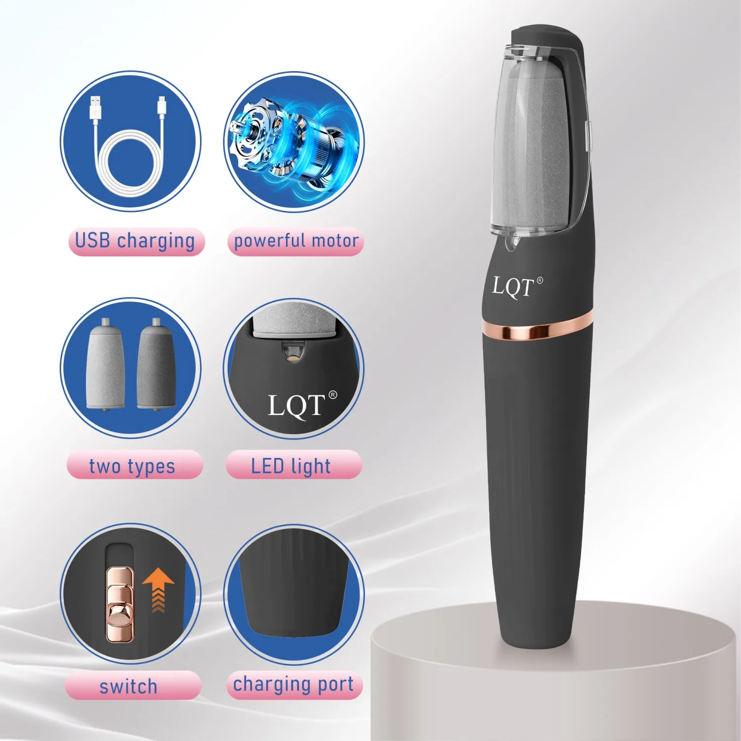 Electric Foot File – Quickly Removes Cracked Heels & Hard Calluses, Rechargeable Pedicure Kit Transforms Rough Feet into Smooth, Sandal-Ready Skin in Minutes