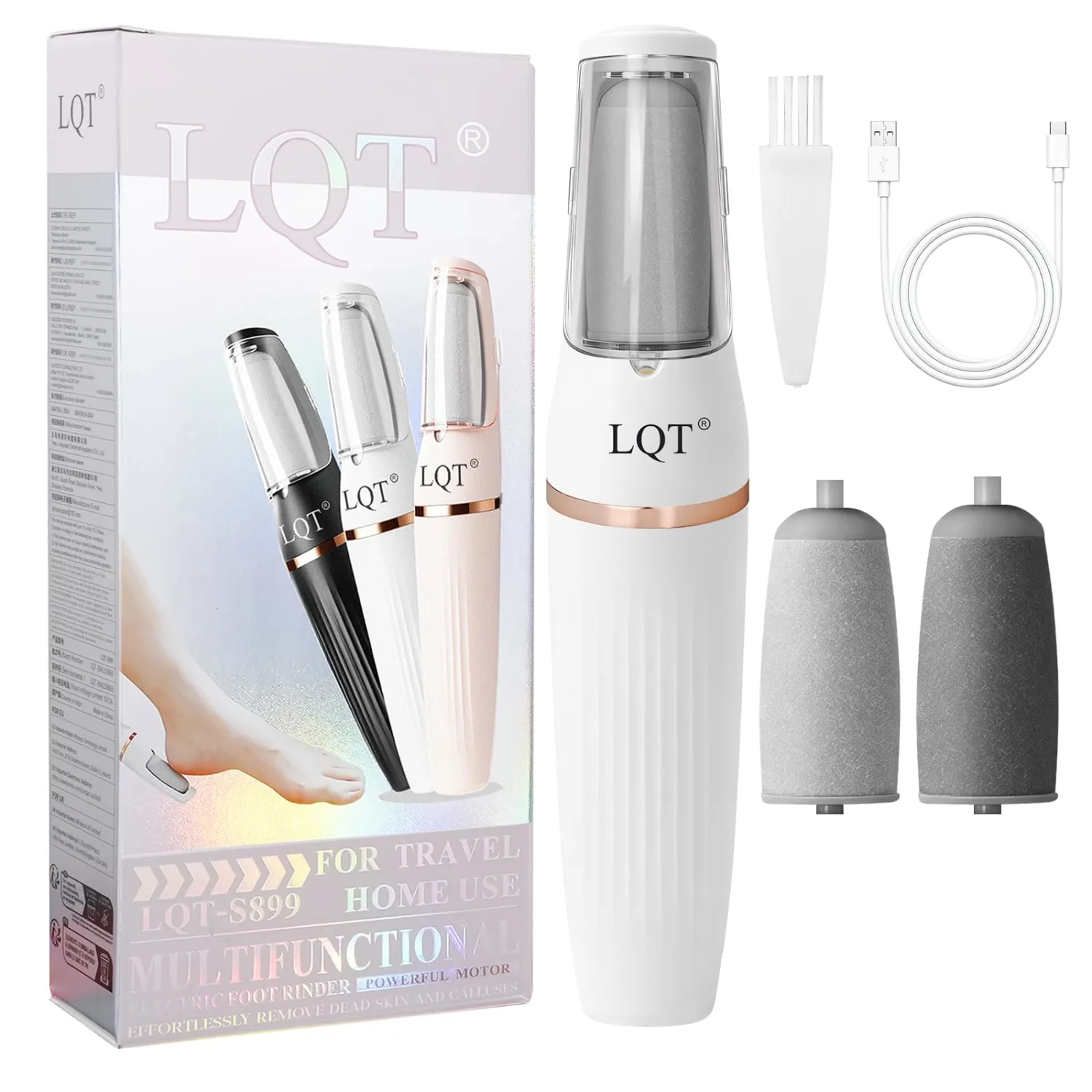 Electric Foot File – Quickly Removes Cracked Heels & Hard Calluses, Rechargeable Pedicure Kit Transforms Rough Feet into Smooth, Sandal-Ready Skin in Minutes