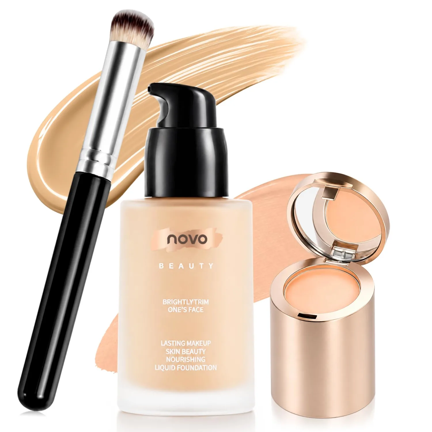 2-in-1 Full Coverage Liquid Foundation + Cream Concealer, Natural Beige
