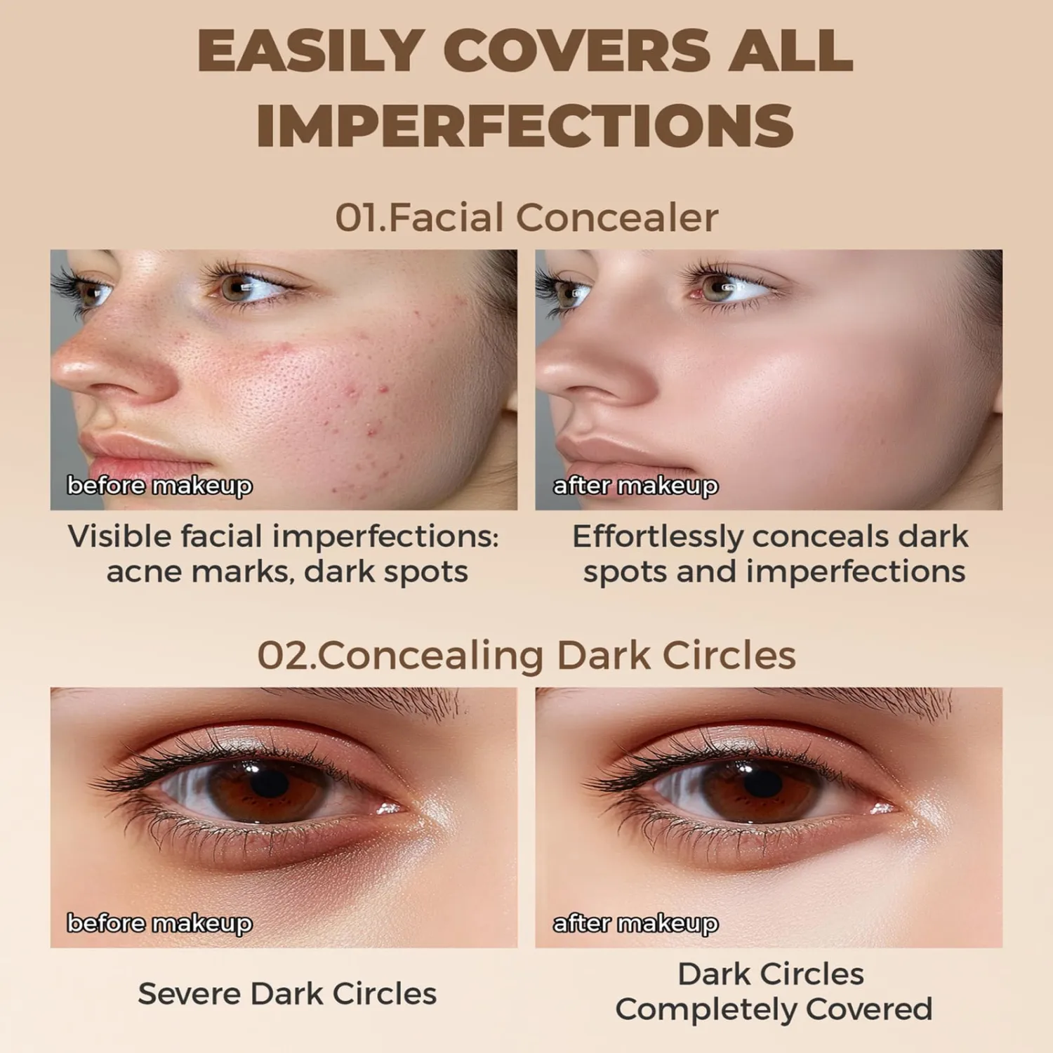 Color Correcting Makeup Base, Face Foundation with Tinted Moisturizer, Medium Coverage Liquid Foundation That Evens Tone, Reduces Dark Spots & Moisturizes Dry Skin (130#)