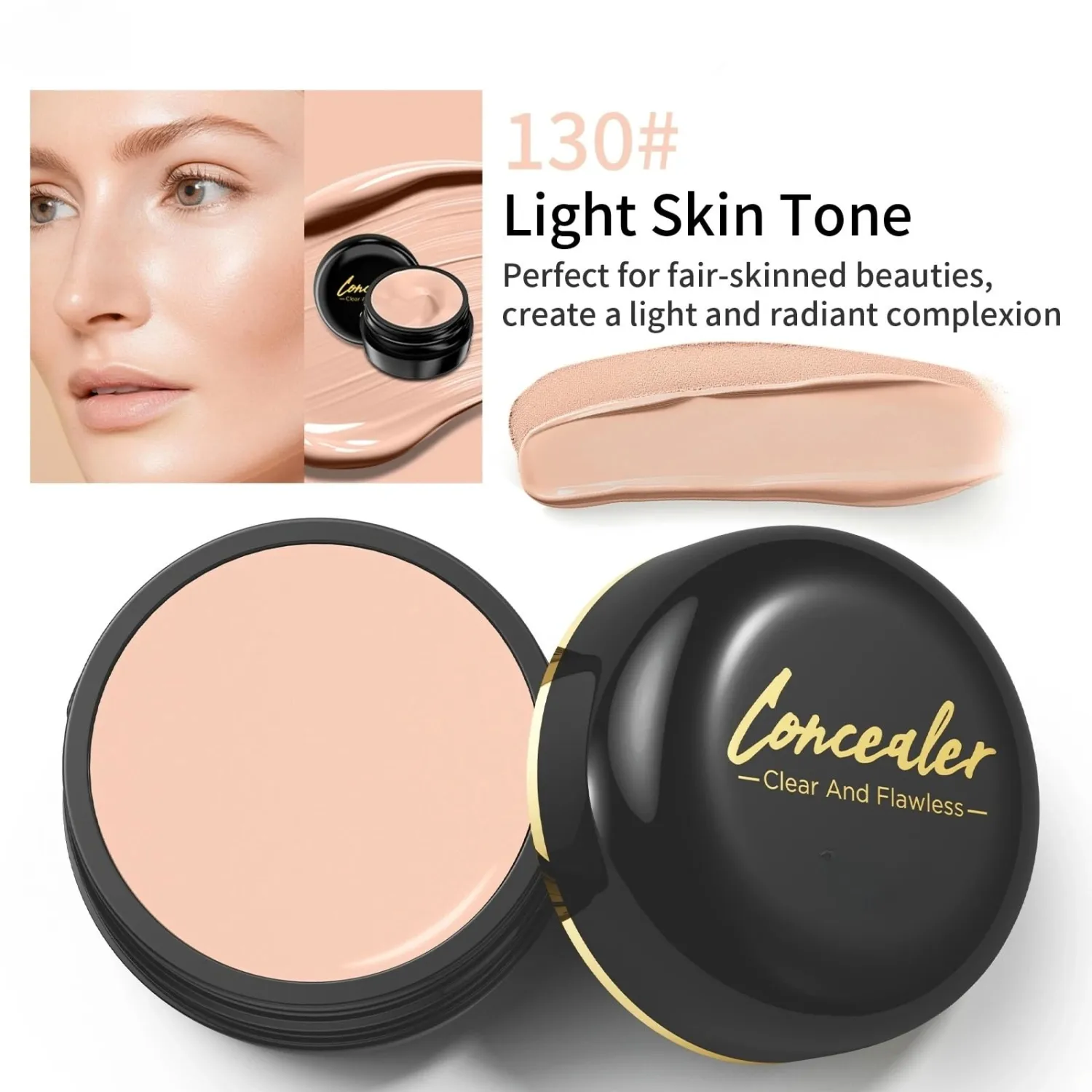 Color Correcting Makeup Base, Face Foundation with Tinted Moisturizer, Medium Coverage Liquid Foundation That Evens Tone, Reduces Dark Spots & Moisturizes Dry Skin (130#)