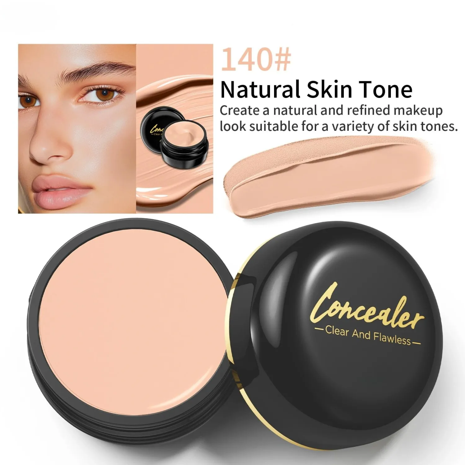 Color Correcting Makeup Base, Face Foundation with Tinted Moisturizer, Medium Coverage Liquid Foundation That Evens Tone, Reduces Dark Spots & Moisturizes Dry Skin (140#)