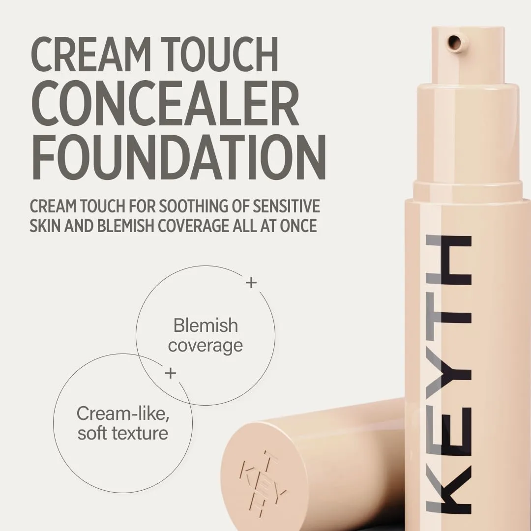 KEYTH CREAM TOUCH CONCEALER #02 (15ML, 0.50 FL.OZ.) / Imperfections Coverage, Lightweight, Skin-comforting, Dreamy Skin, Mild Formula, Triple CICA