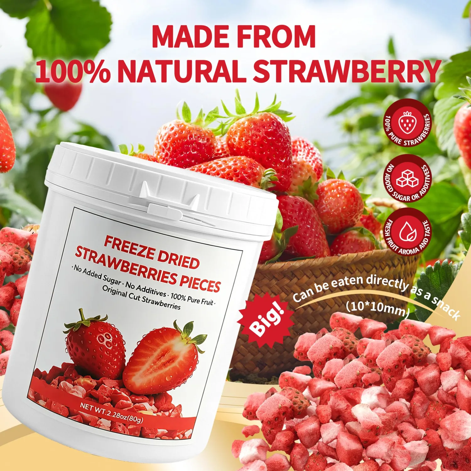 Freeze Dried Strawberries frozen fruit for Baking and Smoothies