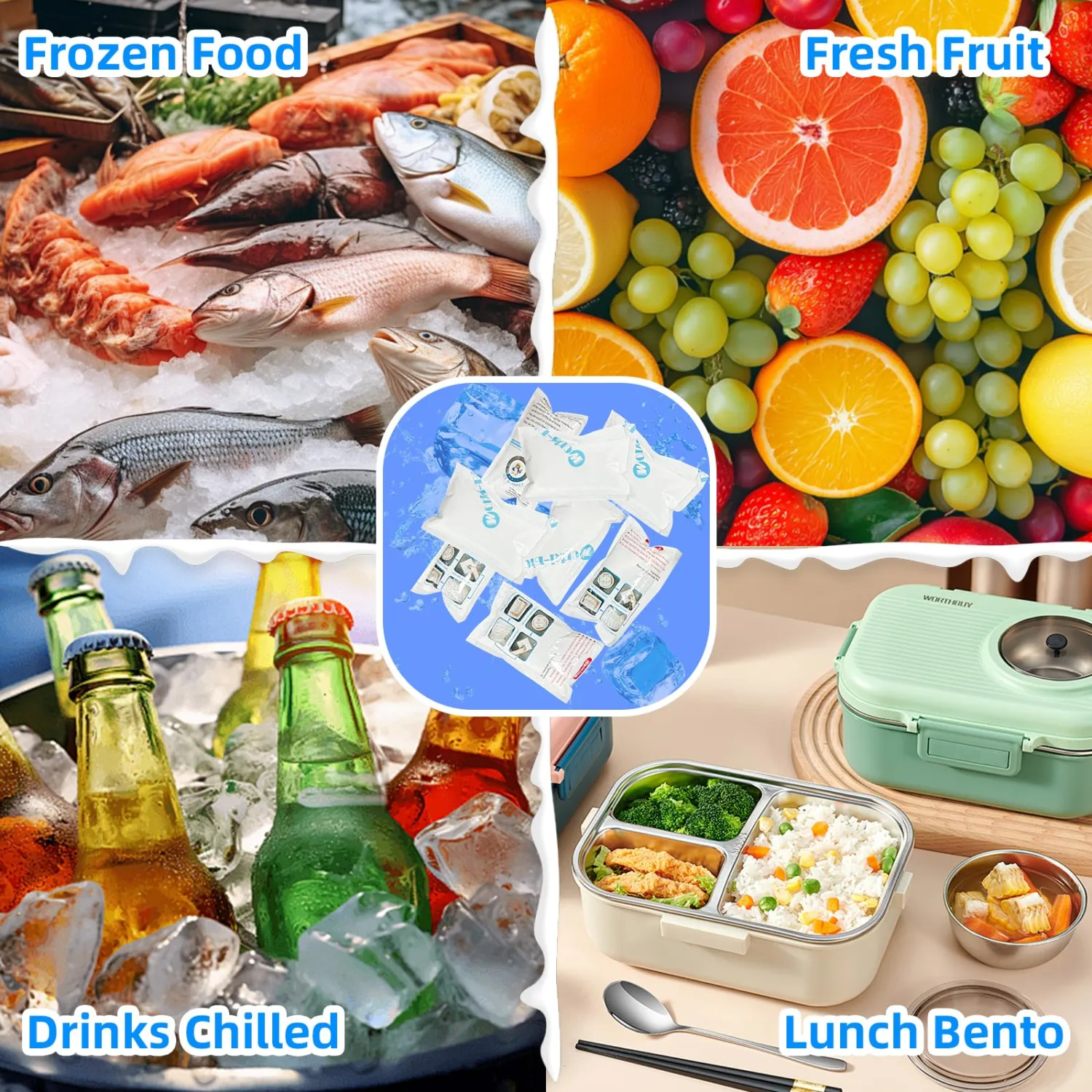 Ice Pack Bulk, Flexible Cold Ice Pack Sheets for Coolers, Dry Ice for Shipping Frozen Food, Long Lasting Shipping Cold Packs, Automatic Cut, 3.5x2.2Inch, 96 Packs