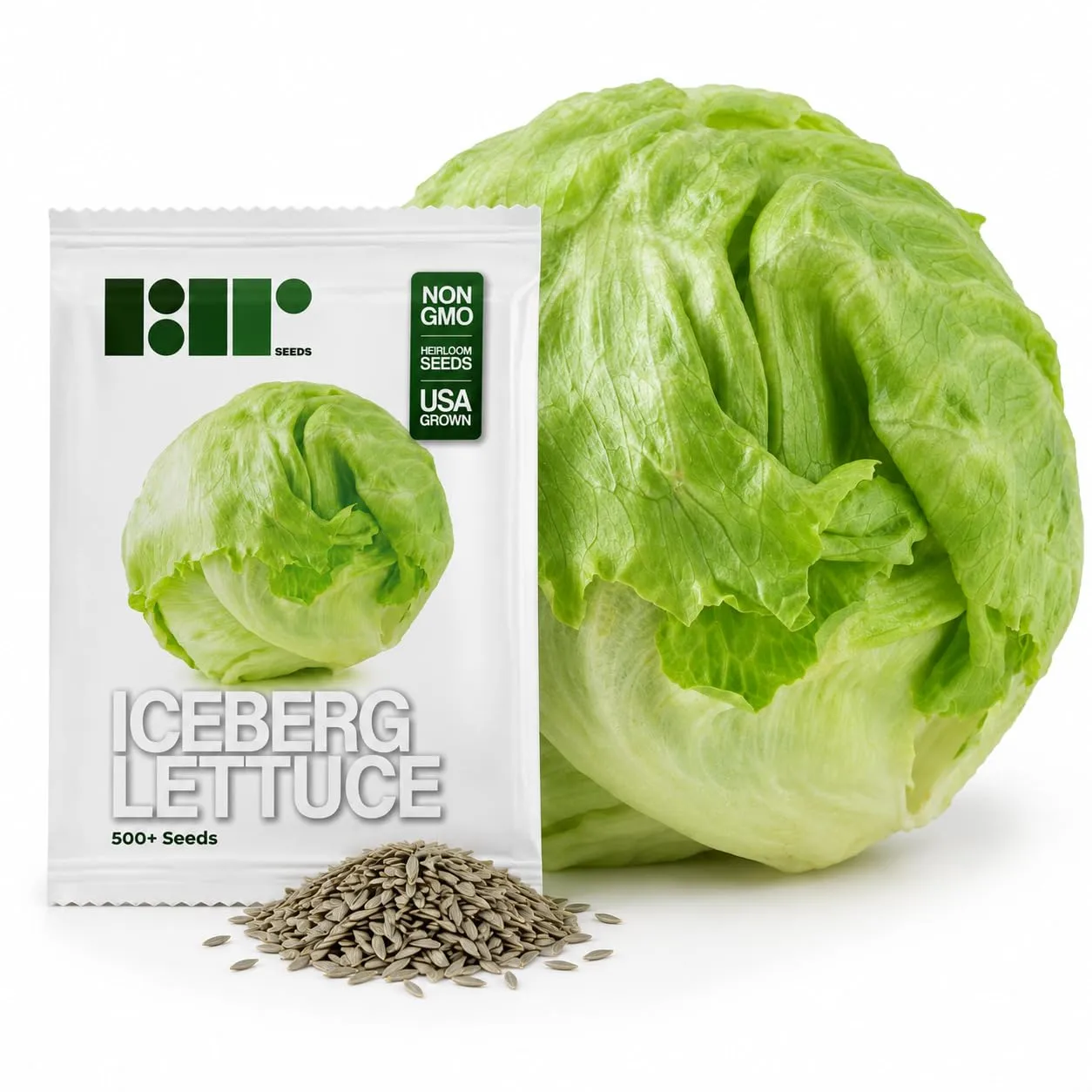 500 Iceberg Lettuce Seeds for planting - Heirloom Non-GMO USA Grown Premium Vegetable Seeds for Planting Home Garden - Crisphead Heading Lettuce Lactuca Sativa by RDR Seeds