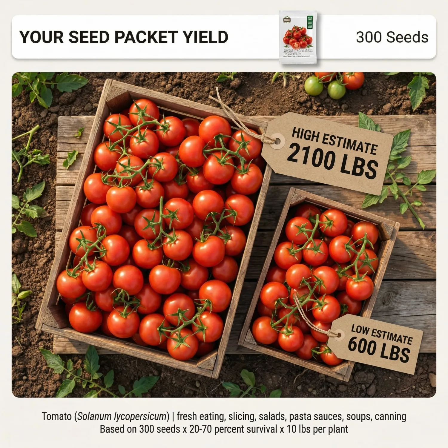 300 Moneymaker Tomato Seeds for Planting - Prolific Indeterminate Heirloom, Non-GMO, USA Grown by RDR Seeds