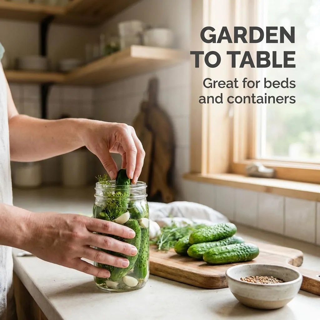 50 Boston Pickling Cucumber Seeds for Planting - Heirloom, Non-GMO, USA Grown - Crisp 3-5" Fruits - RDR Seeds