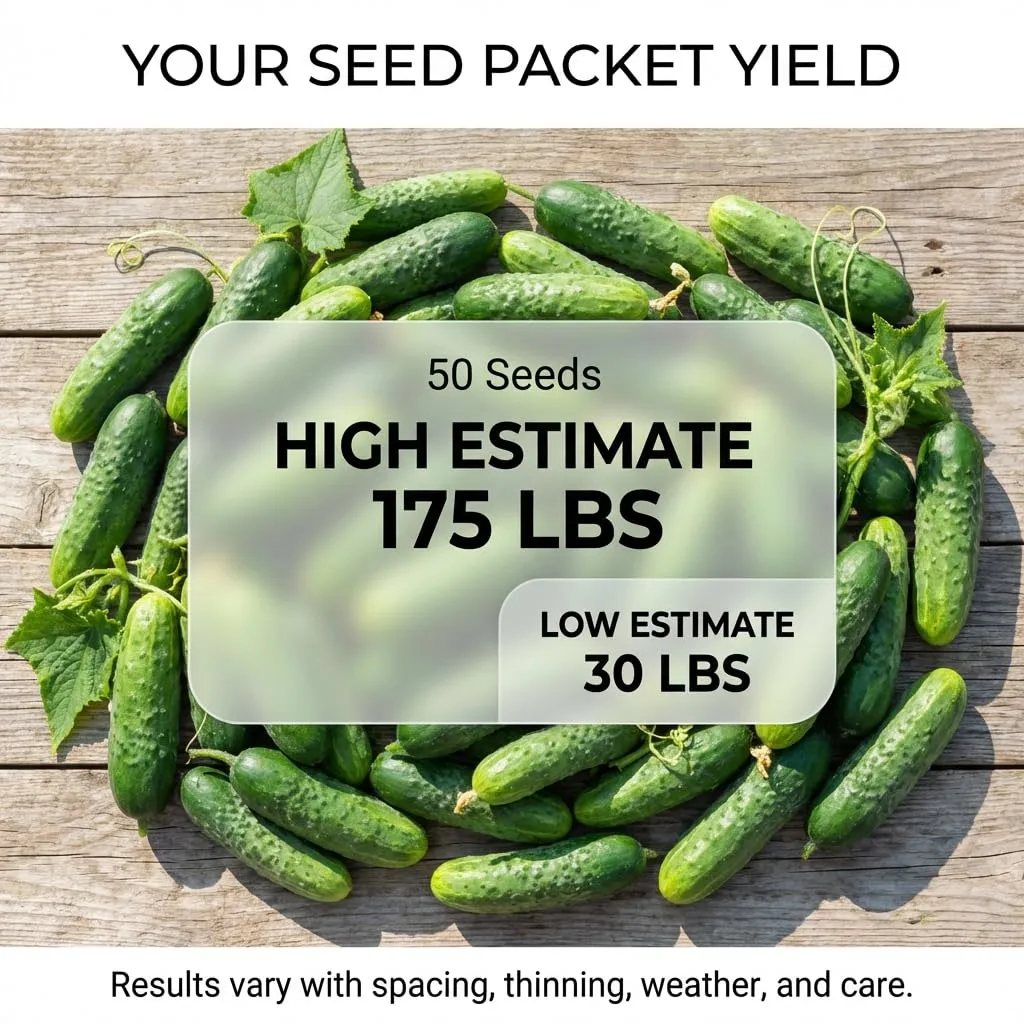 50 Boston Pickling Cucumber Seeds for Planting - Heirloom, Non-GMO, USA Grown - Crisp 3-5" Fruits - RDR Seeds