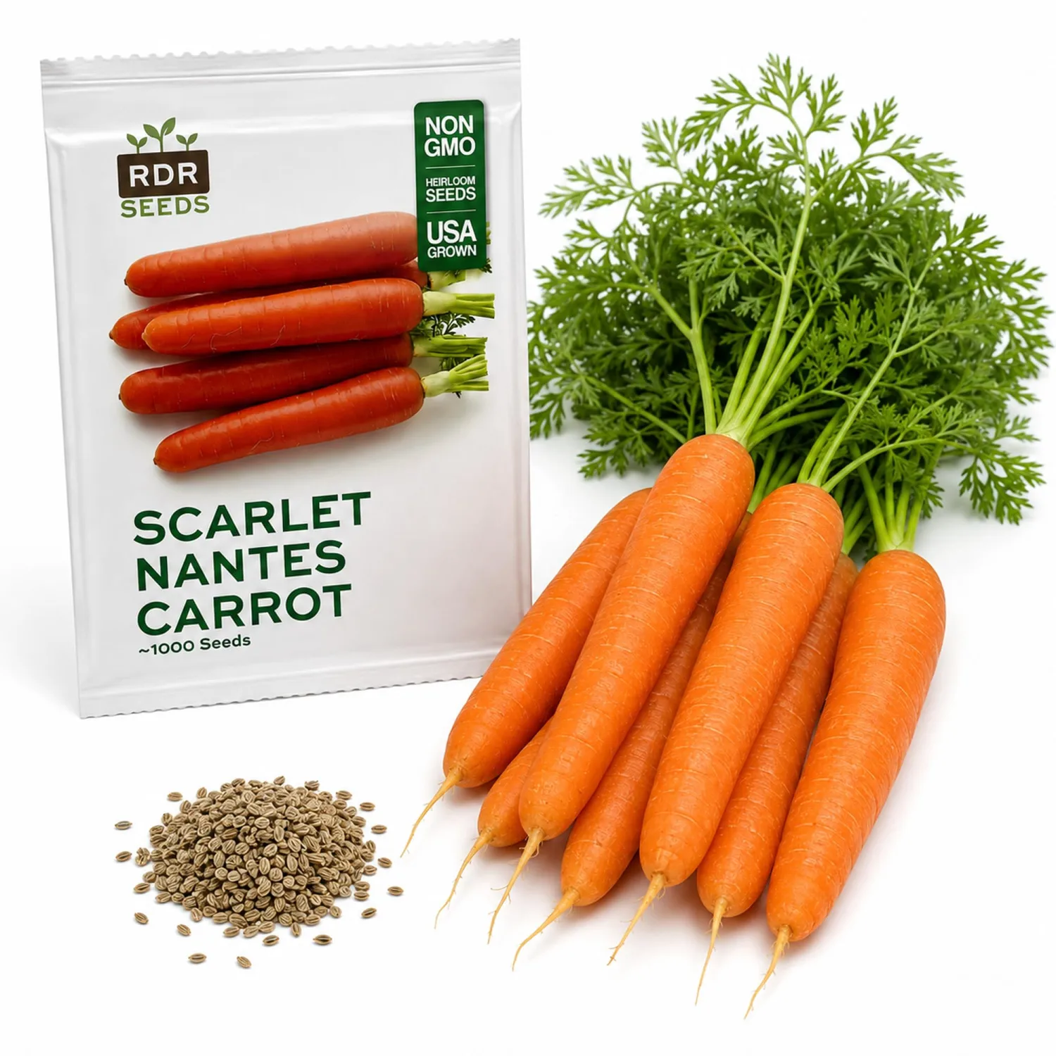 1000 Carrot Seeds for Planting - Heirloom, Scarlet Nantes