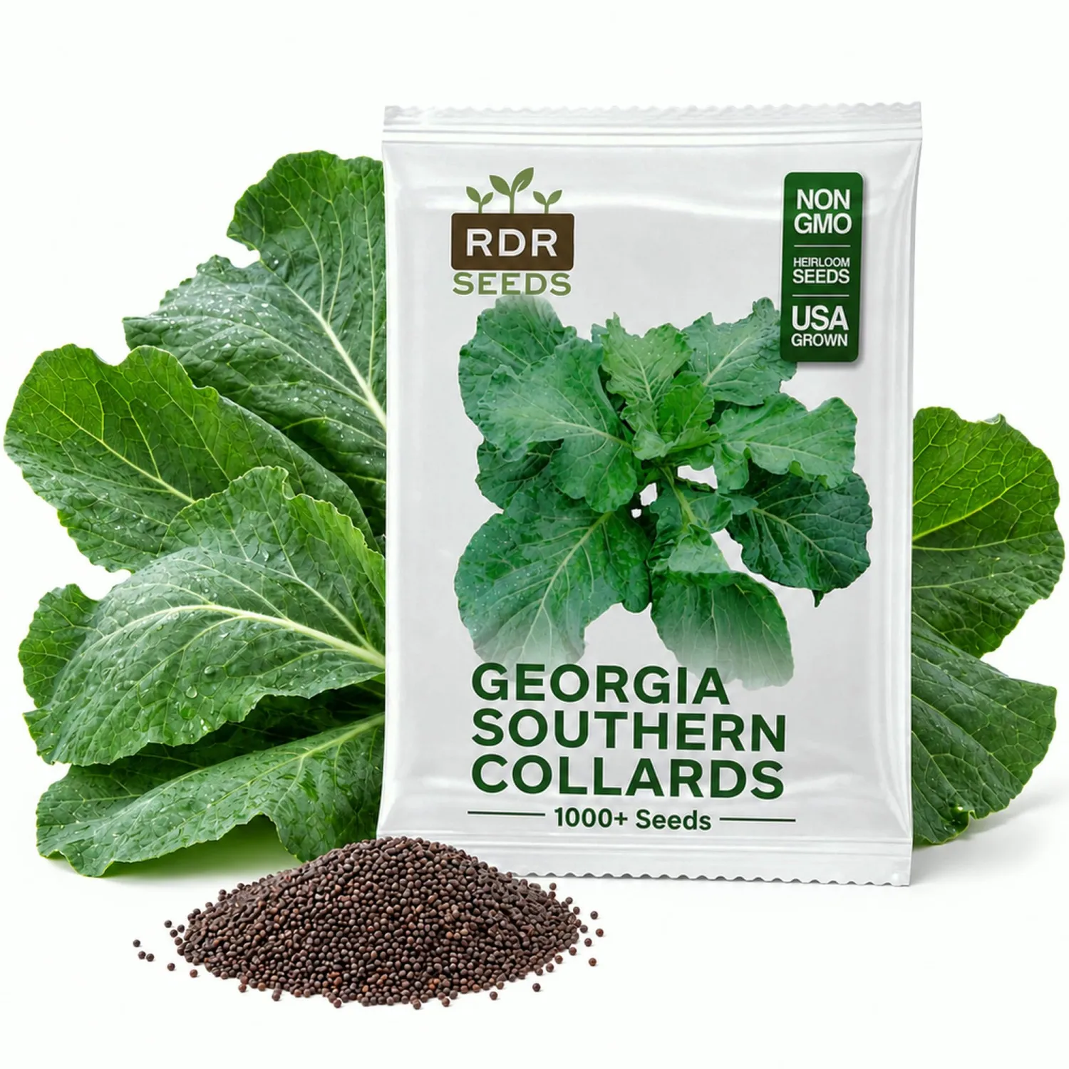 1000+ Georgia Southern Collard Greens Seeds for Planting - Heirloom, Non-GMO, USA Grown