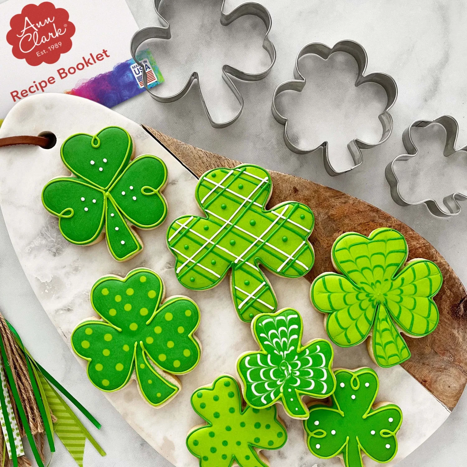 Ann Clark Shamrock Cookie Cutter Set of 3, Made in USA