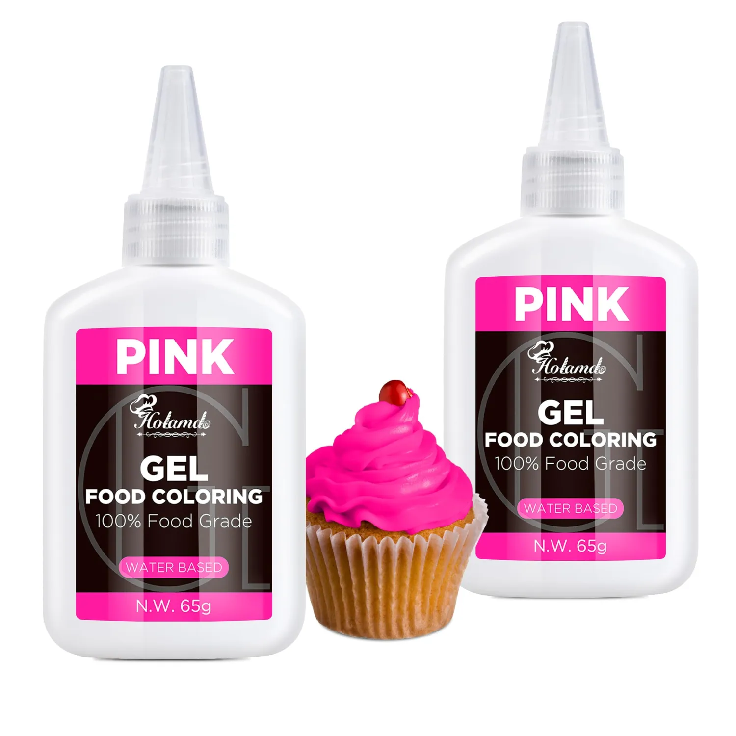 Pink Gel Food Coloring Set,65mlx2 Food Grade Gel Based Food Dye for Baking