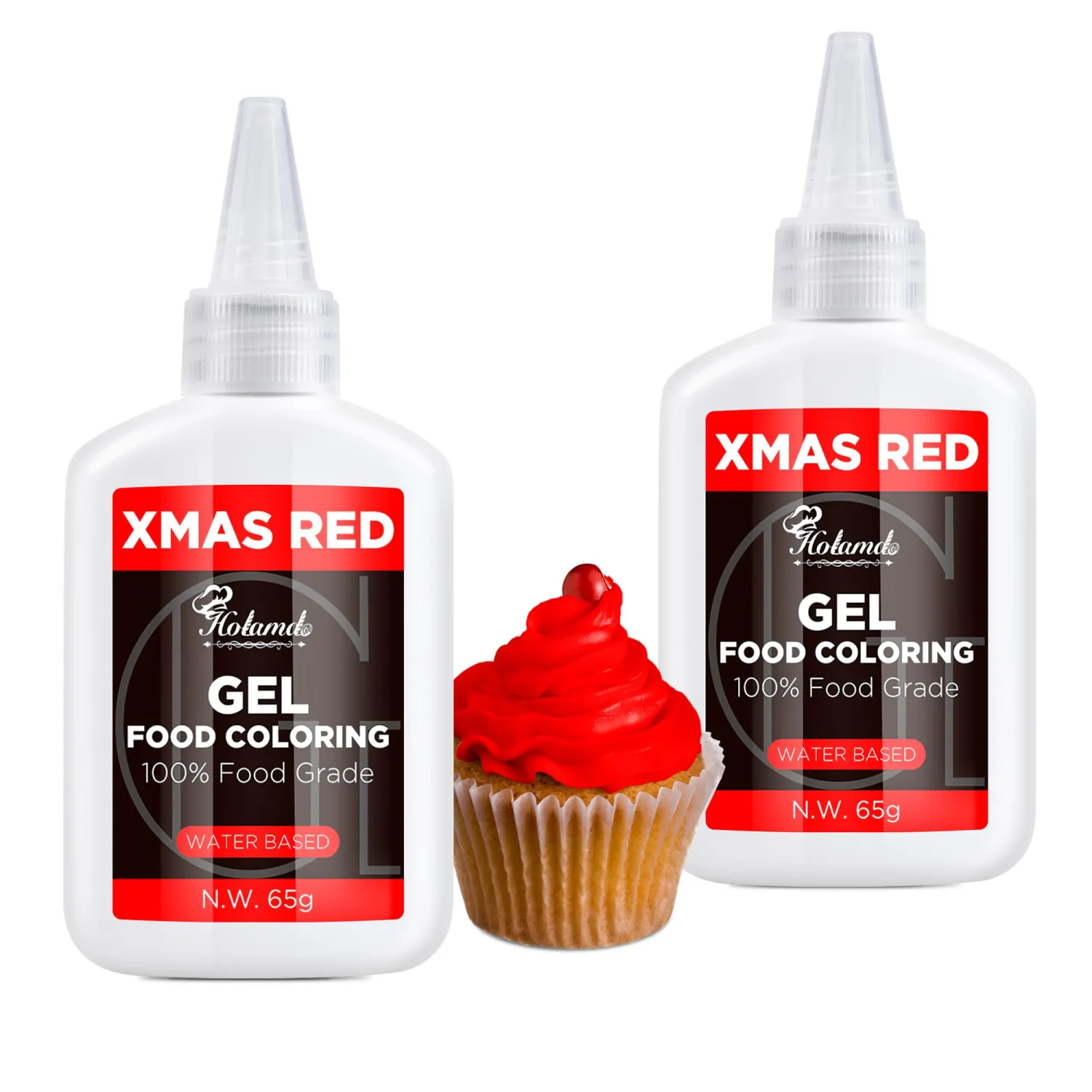 Xmas Red Gel Food Coloring,65mlx2 Food Grade Gel Based Food Dye for Baking
