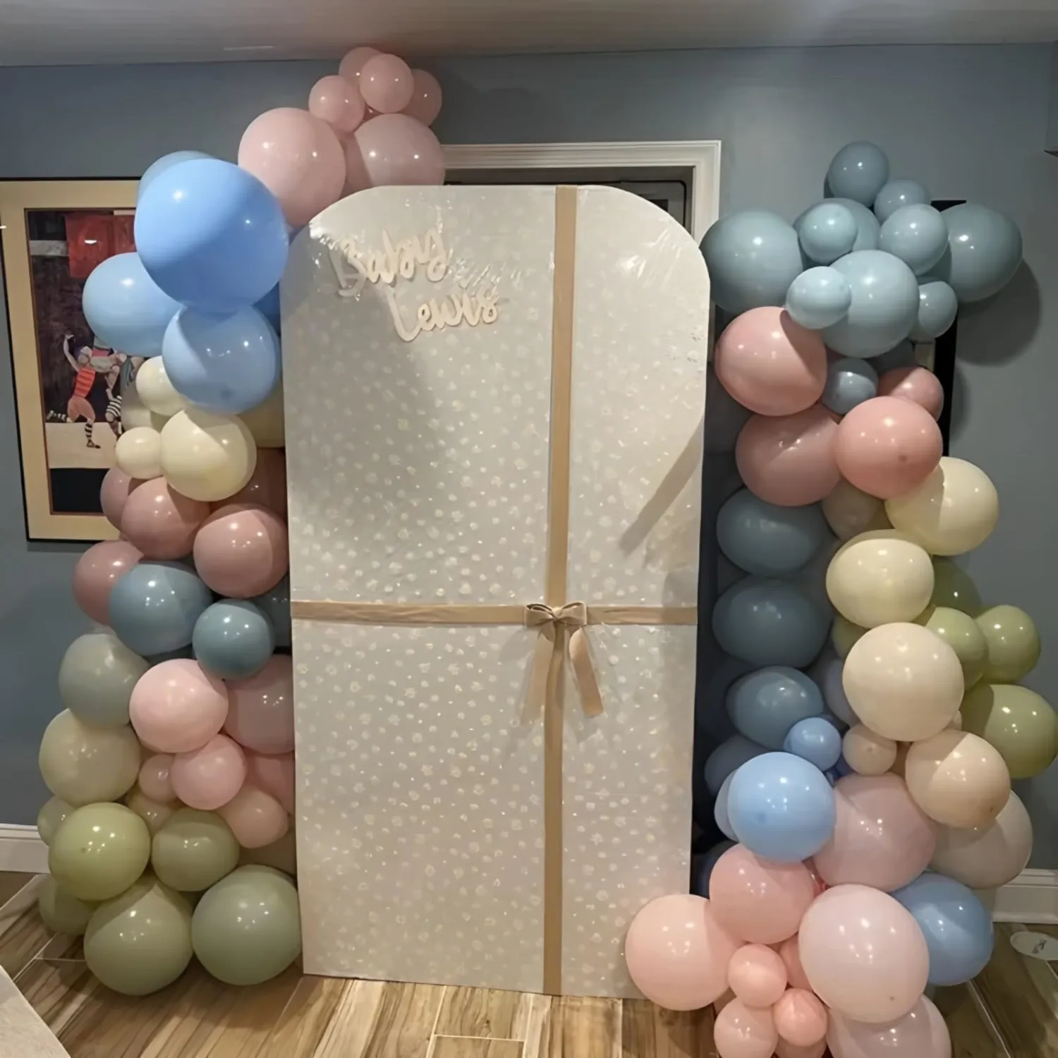 Pastel Pink Blue Green Balloons Goose Wildflower Floral Birthday Tea Party
