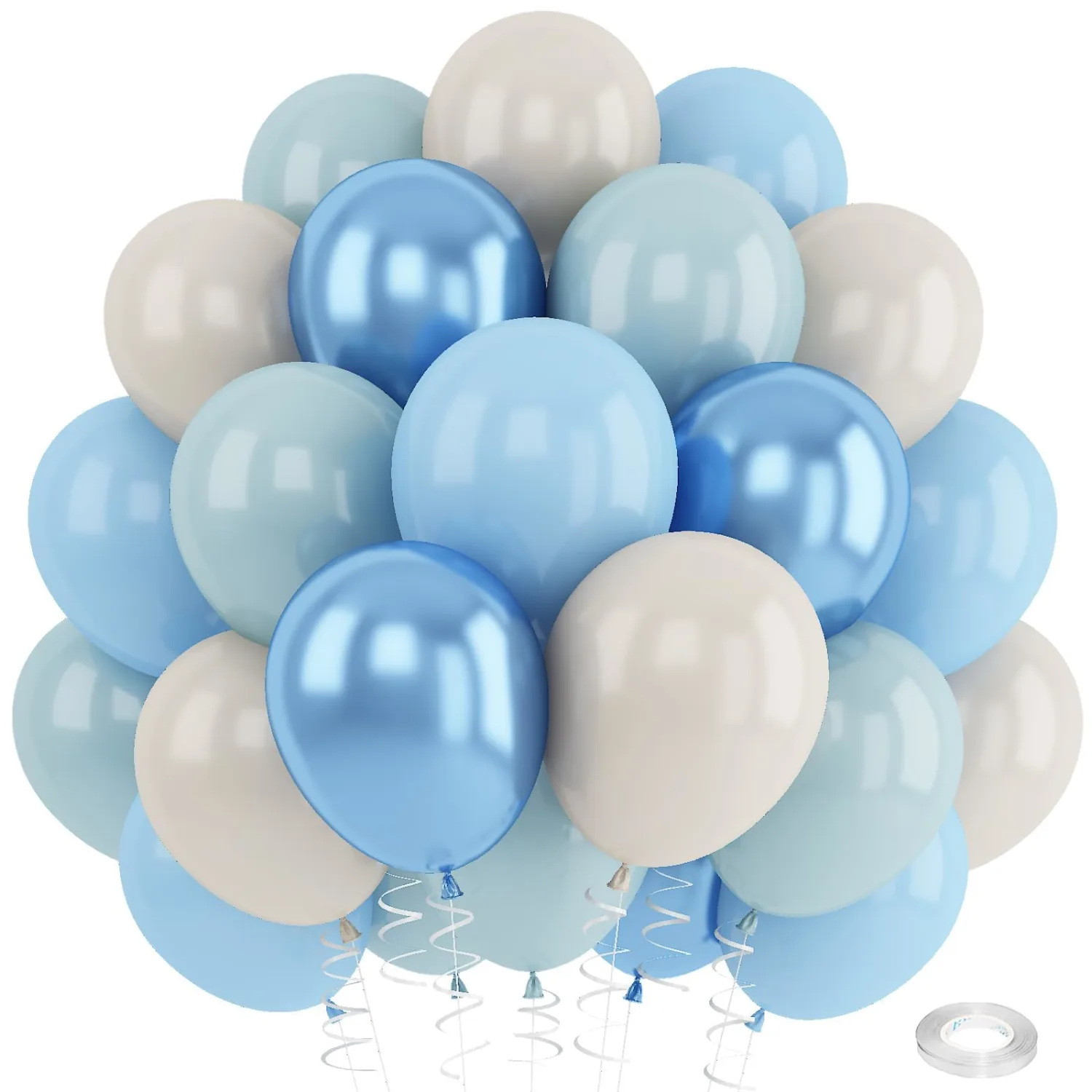 Blue Beige White Balloon Winter Princess Birthday Decor Wedding Baby Shower