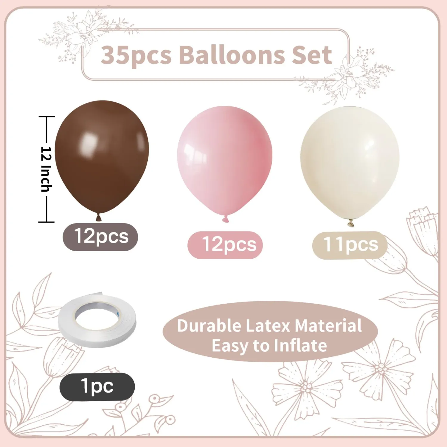 Pink Brown Balloons Coffee Brown Beige Balloon Bear Birthday Baby Shower
