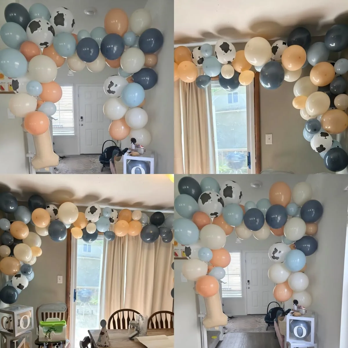 Dusty Blue White Cow Print Balloons 12inch Cowboy Rodeo Birthday Decoration