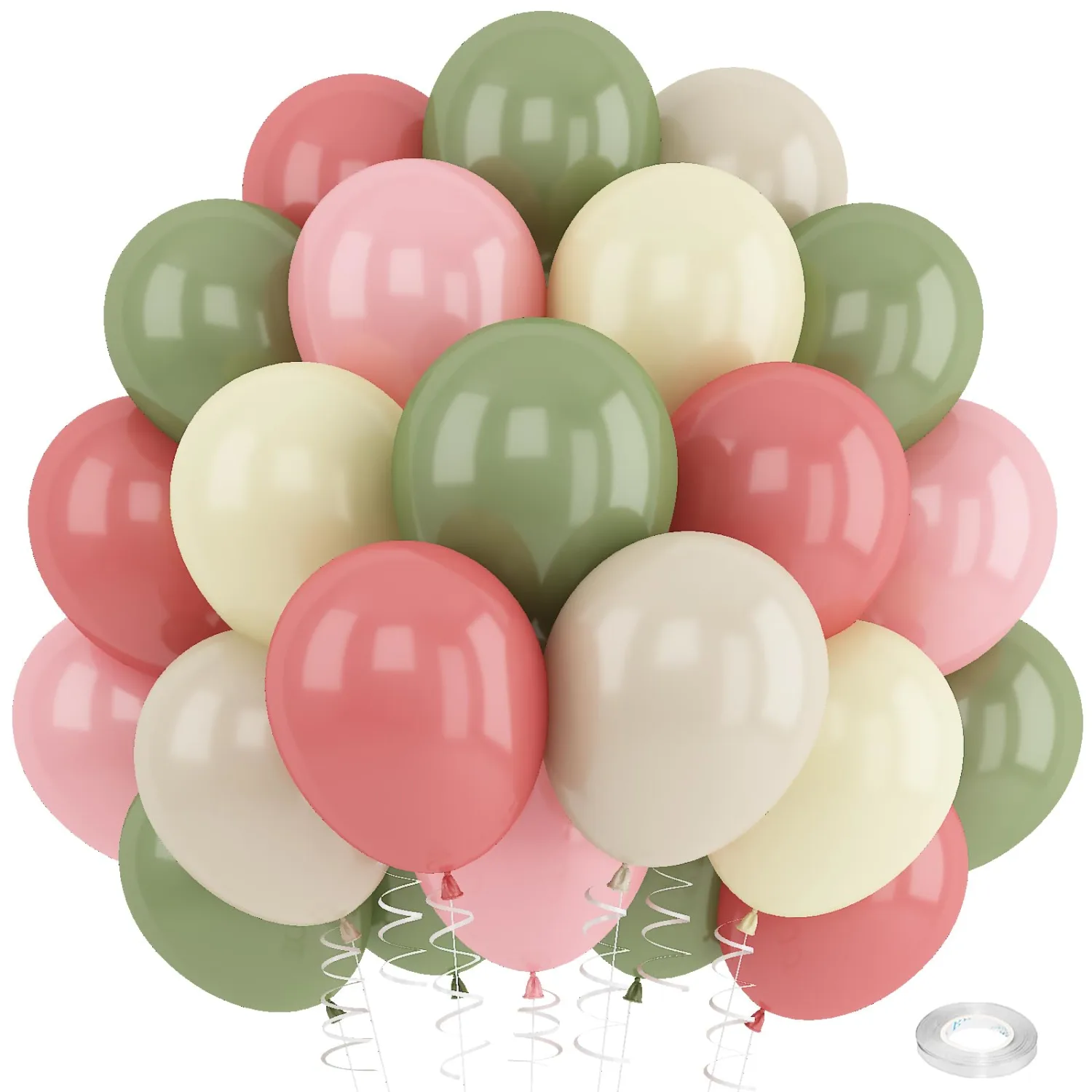 Dusty Green Pink Beige Balloons Wildflower Goose Chick Birthday Baby Shower
