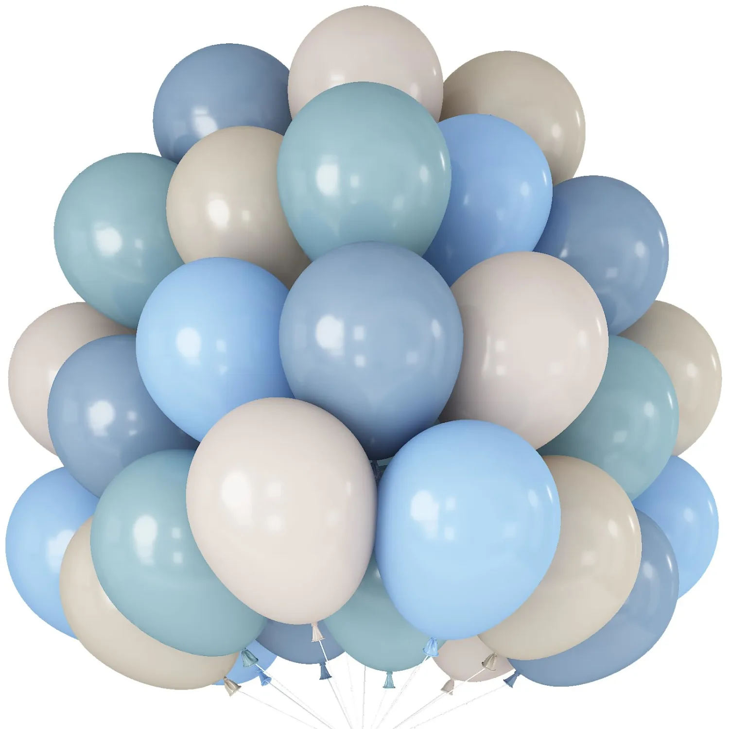 Dusty Blue Beige White Balloon Coastal Sea Birthday Party Decor Baby Shower