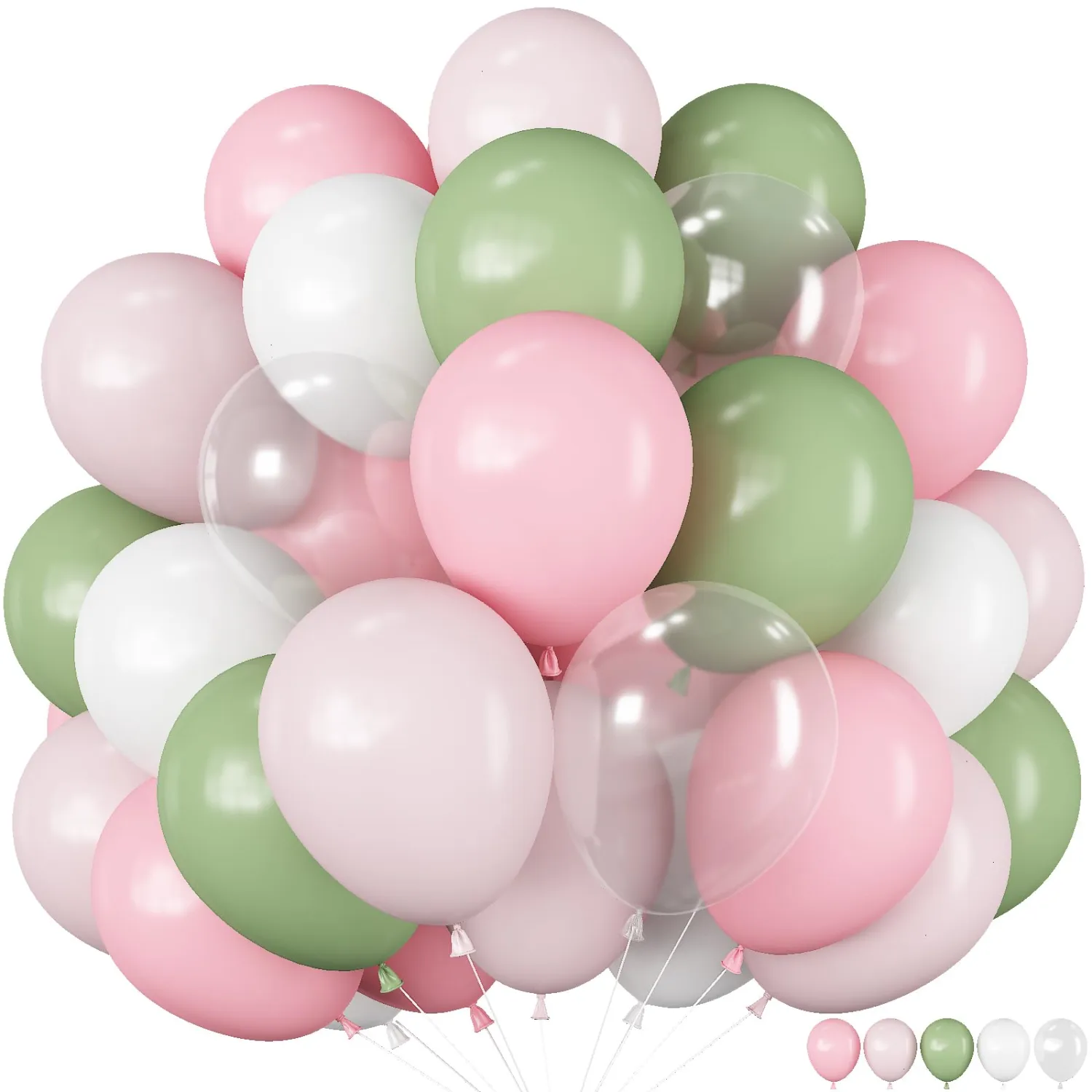 Sage Pink Green White Balloons Fairy Birthday Wildflower Decor Baby Shower