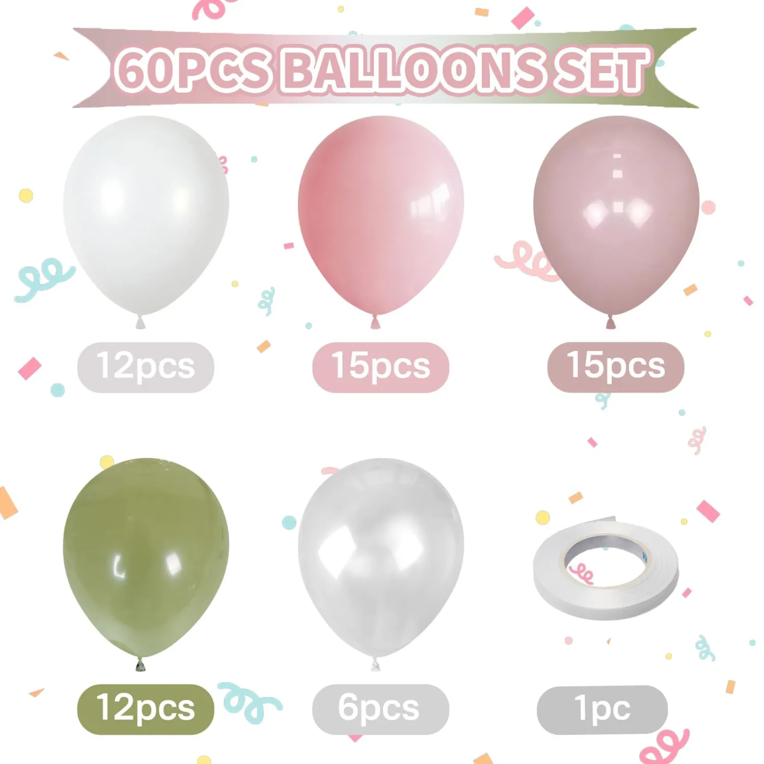 Sage Pink Green White Balloons Fairy Birthday Wildflower Decor Baby Shower
