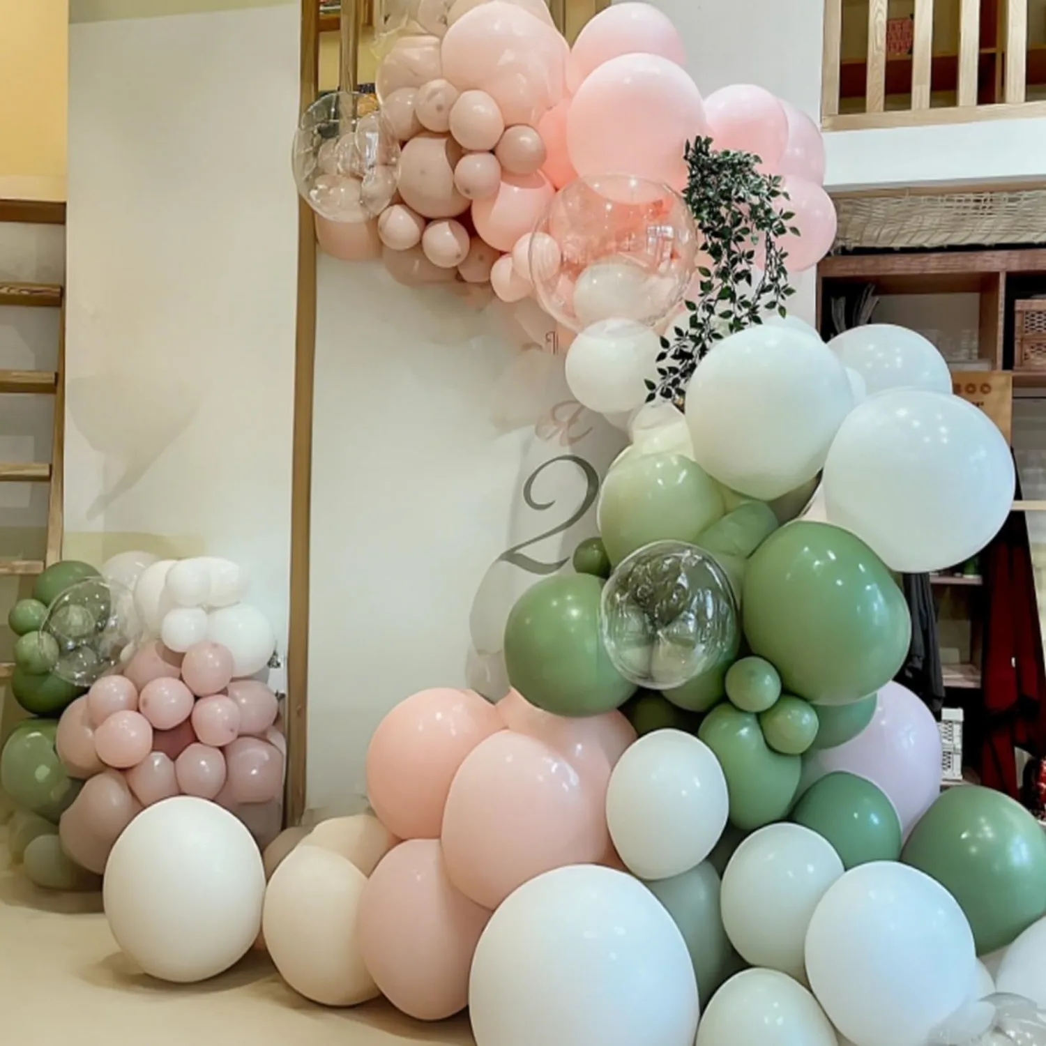 Sage Pink Green White Balloons Fairy Birthday Wildflower Decor Baby Shower
