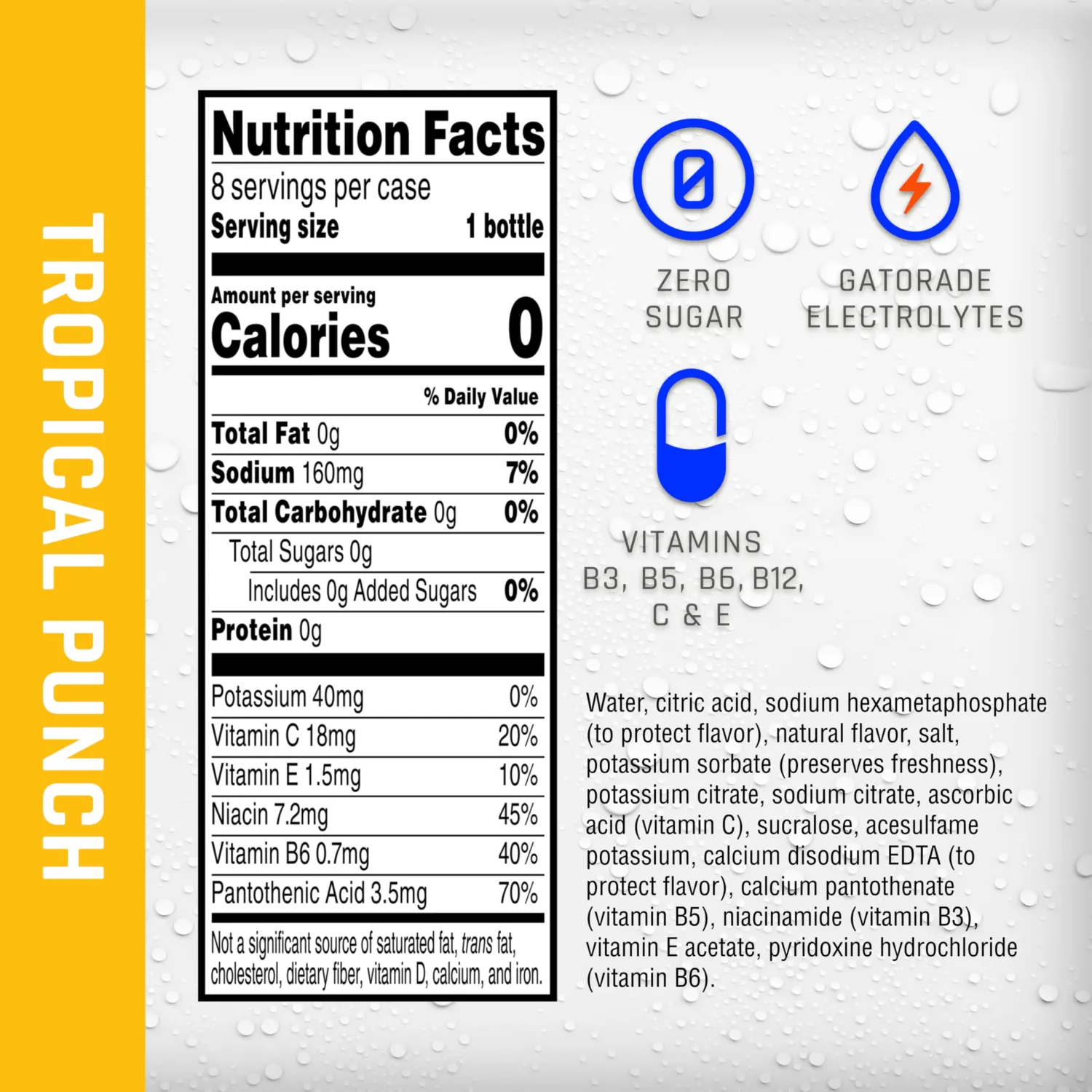 Propel Electrolyte Water, Tropical Punch, 12 fl oz Bottles, (8 Pack)